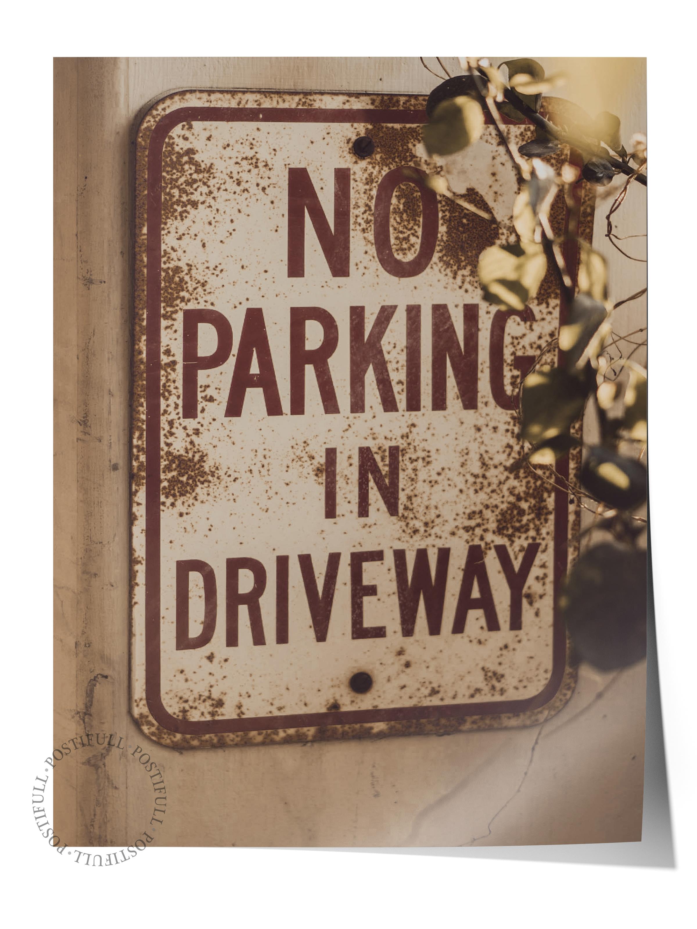 Rustic Çerçevesiz Poster, İskandinav Kahverengi Poster, NO:36 No Parking İşareti Fotoğraf, Dikey
