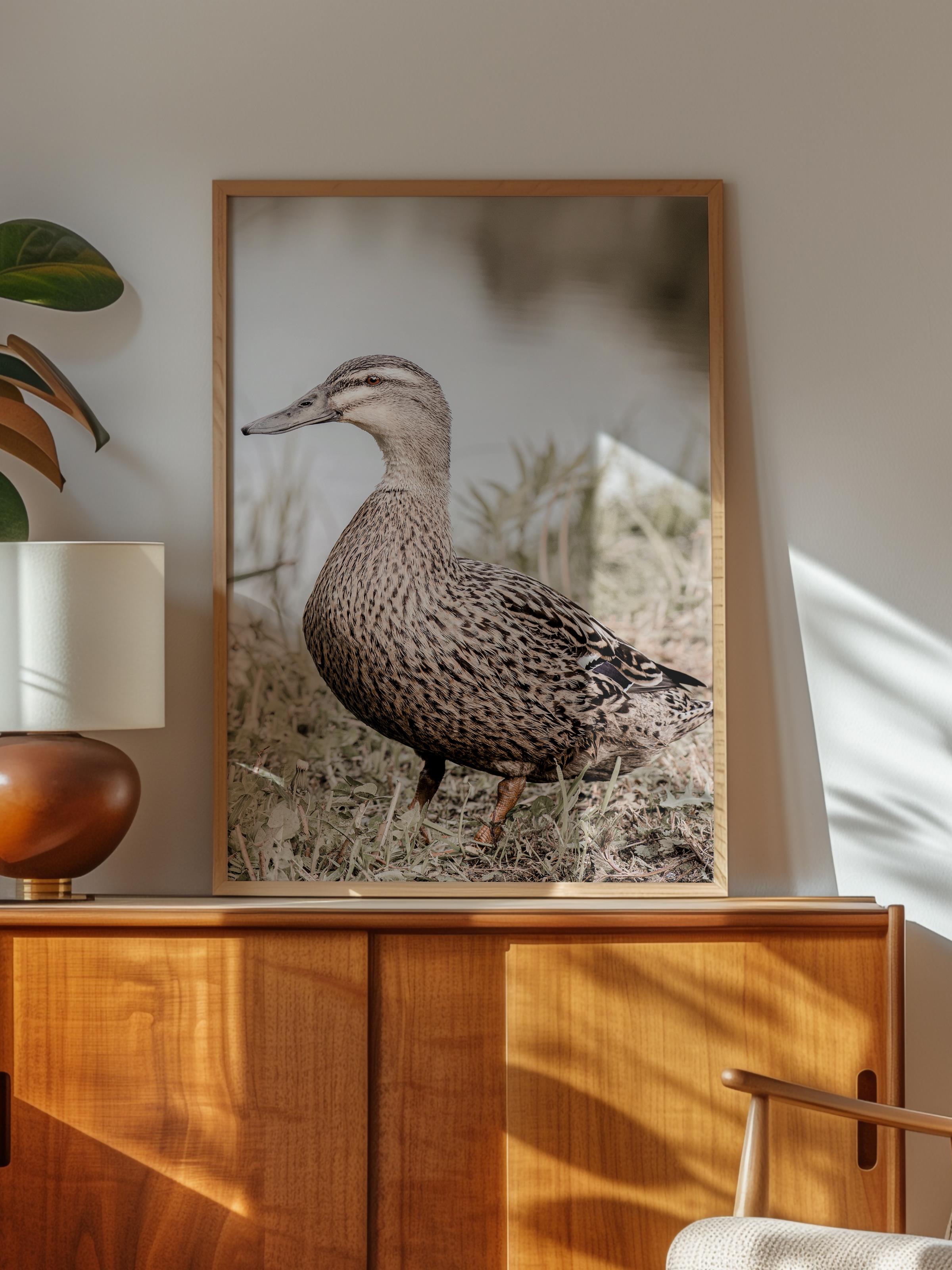 Rustic Çerçevesiz Poster, İskandinav Kahverengi Poster, NO:367 Ördek Fotoğraf, Dikey