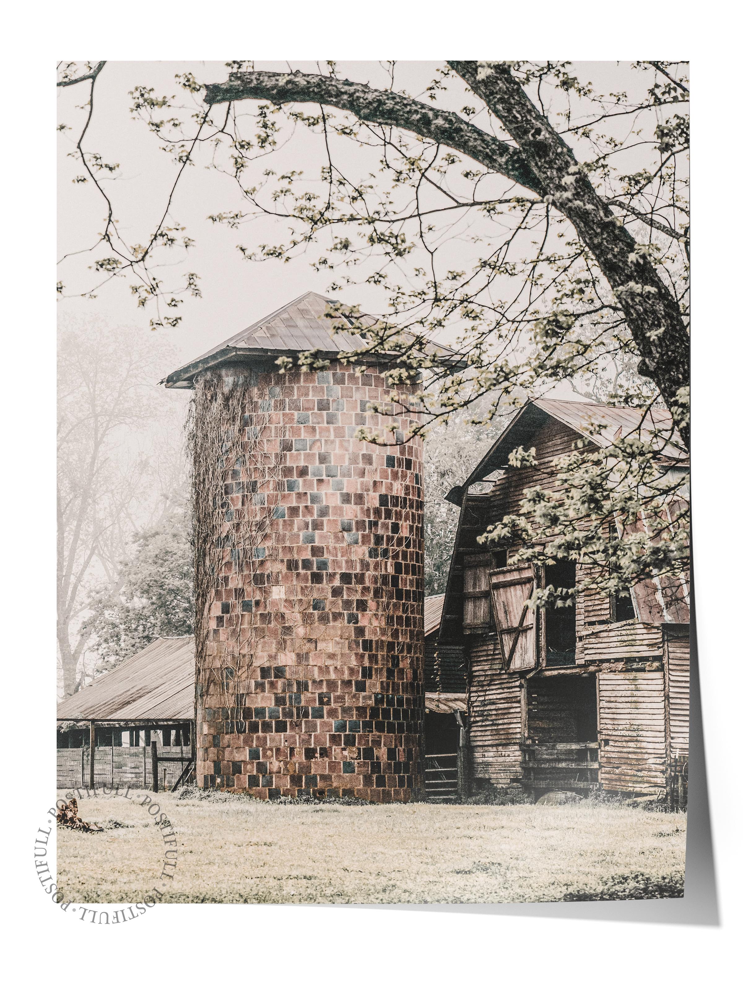 Rustic Çerçevesiz Poster, İskandinav Kahverengi Poster, NO:369 Silo Fotoğraf, Dikey