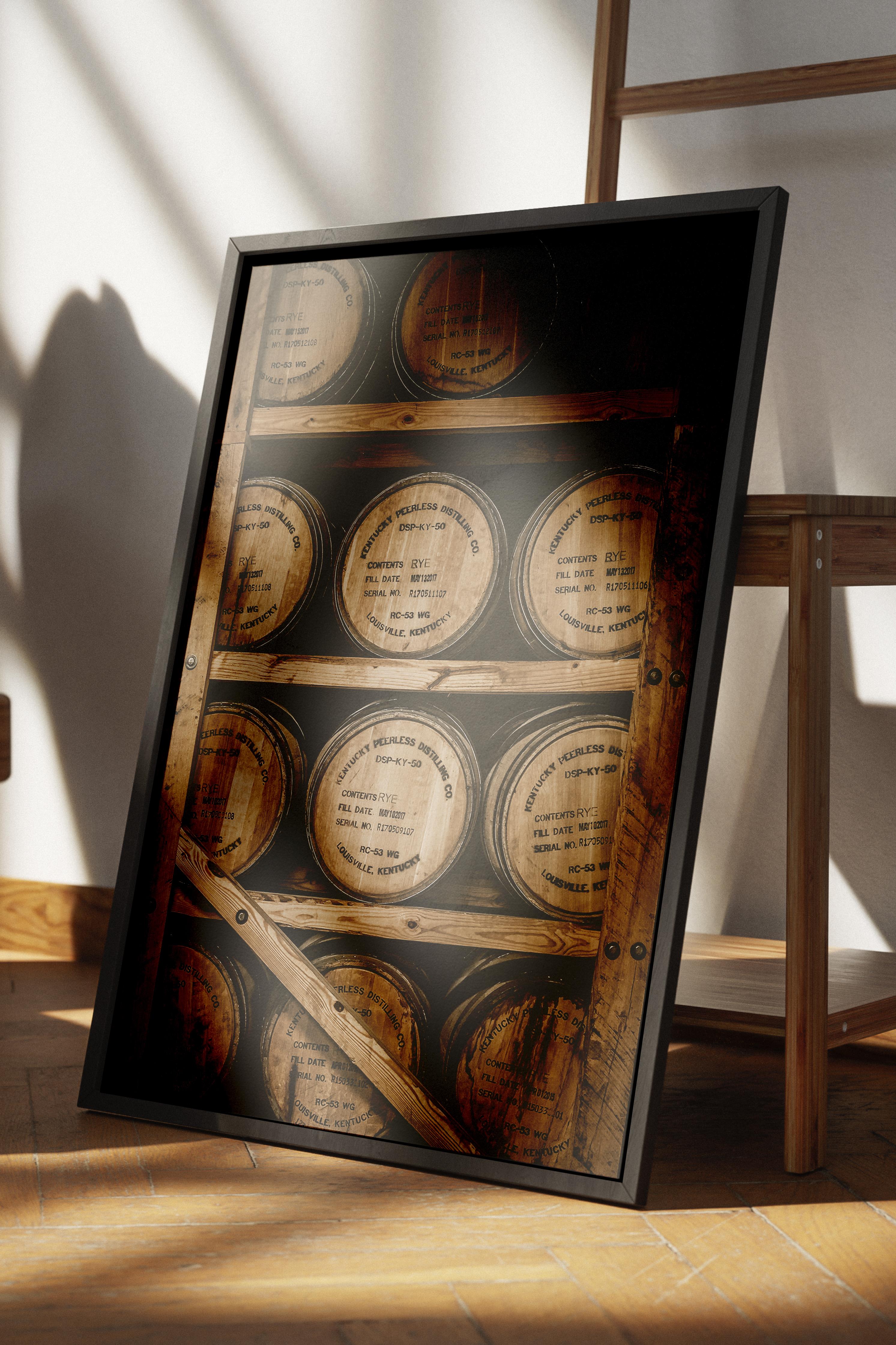 Rustic Çerçevesiz Poster, İskandinav Kahverengi Poster, NO:37 Ahşap Fıçı Fotoğraf, Dikey