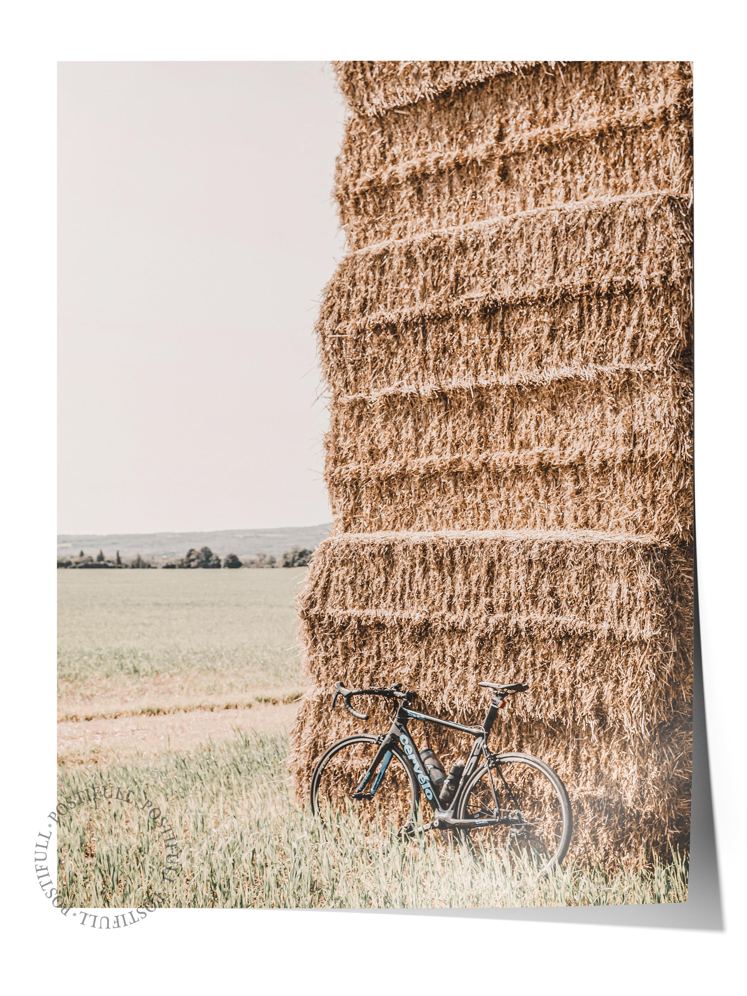 Rustic Çerçevesiz Poster, İskandinav Kahverengi Poster, NO:376 Saman Balyası Fotoğraf, Dikey