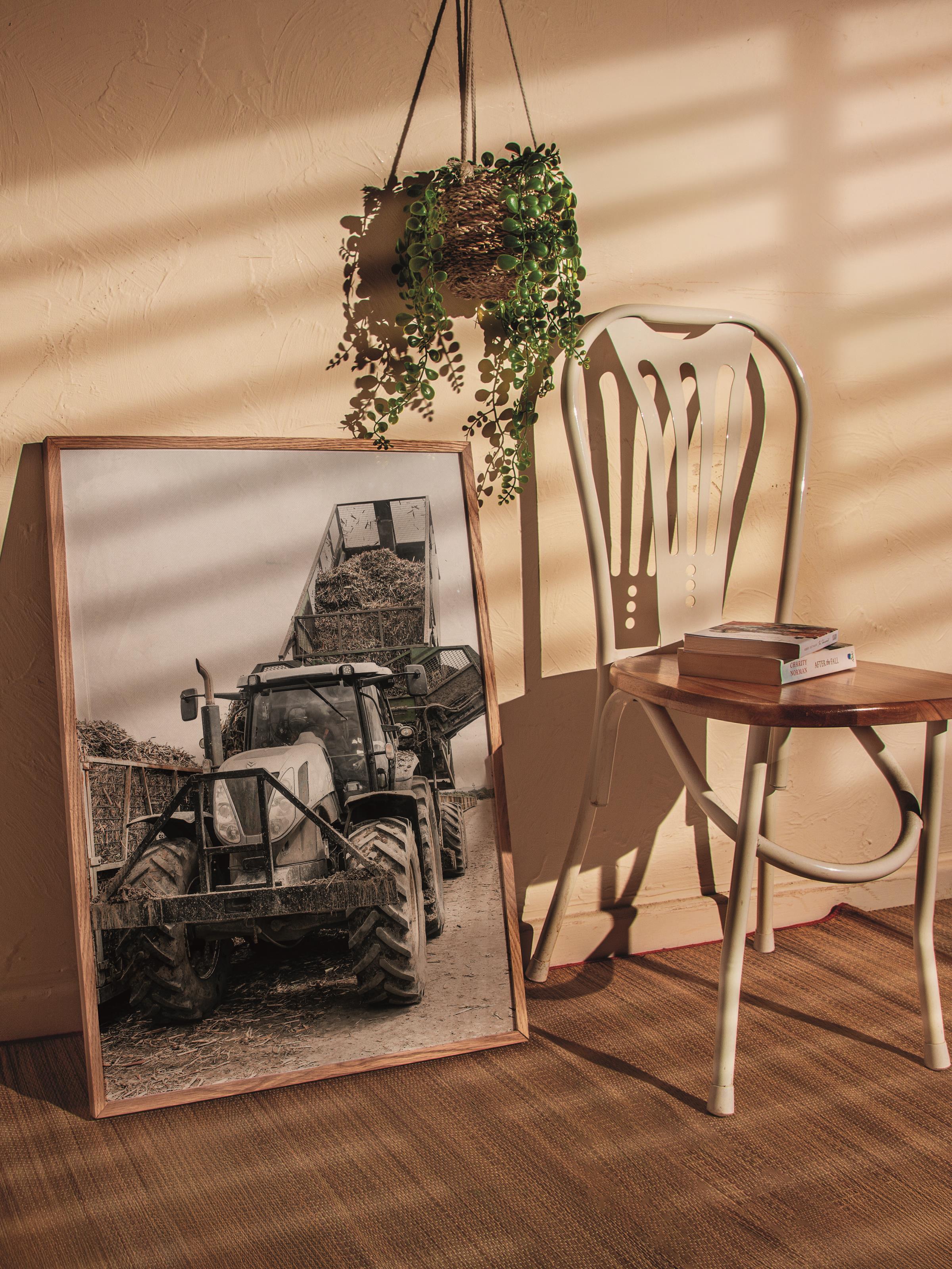 Rustic Çerçevesiz Poster, İskandinav Kahverengi Poster, NO:394 Traktör Fotoğraf