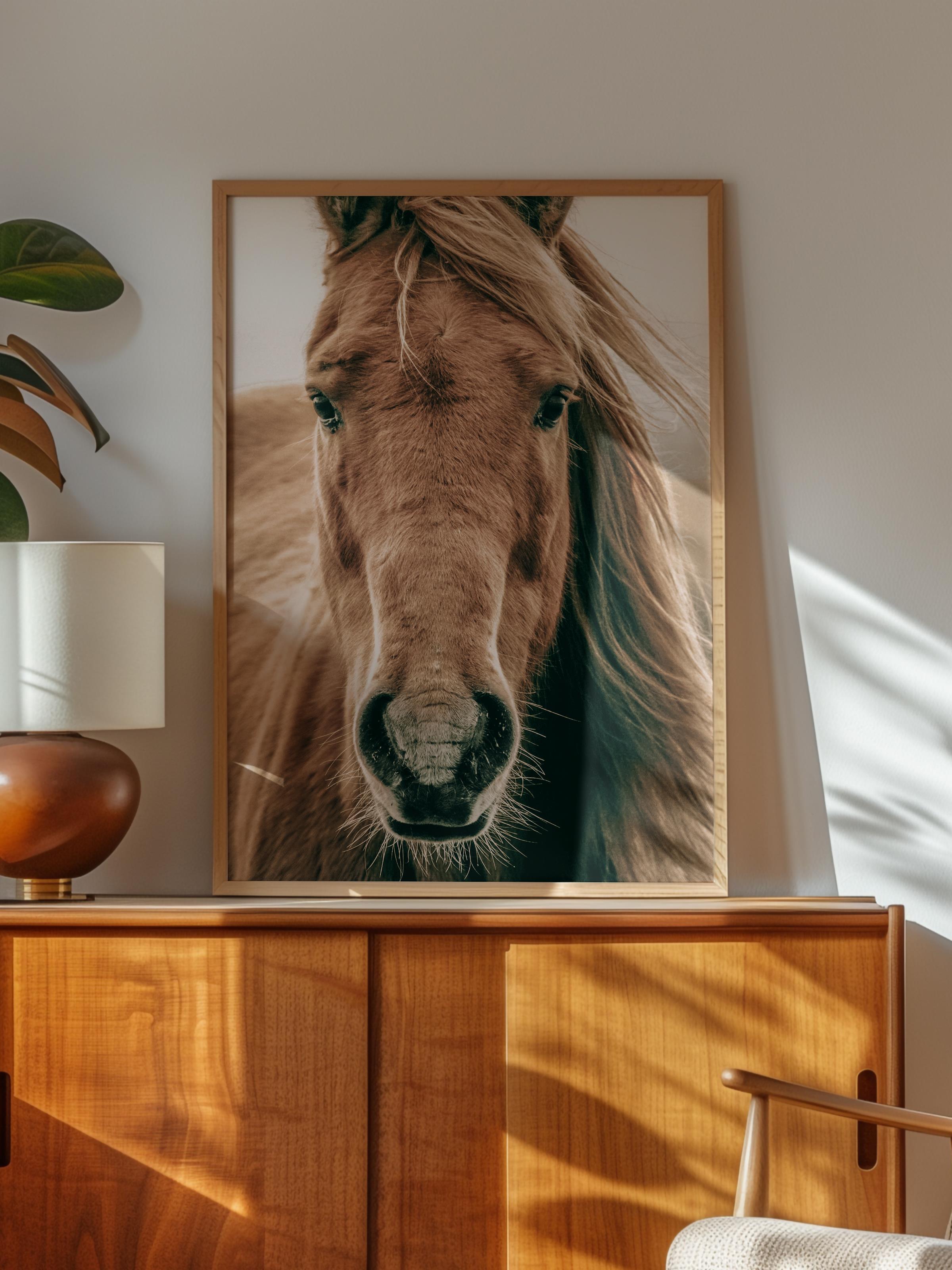 Rustic Çerçevesiz Poster, İskandinav Kahverengi Poster, NO:398 At Fotoğraf