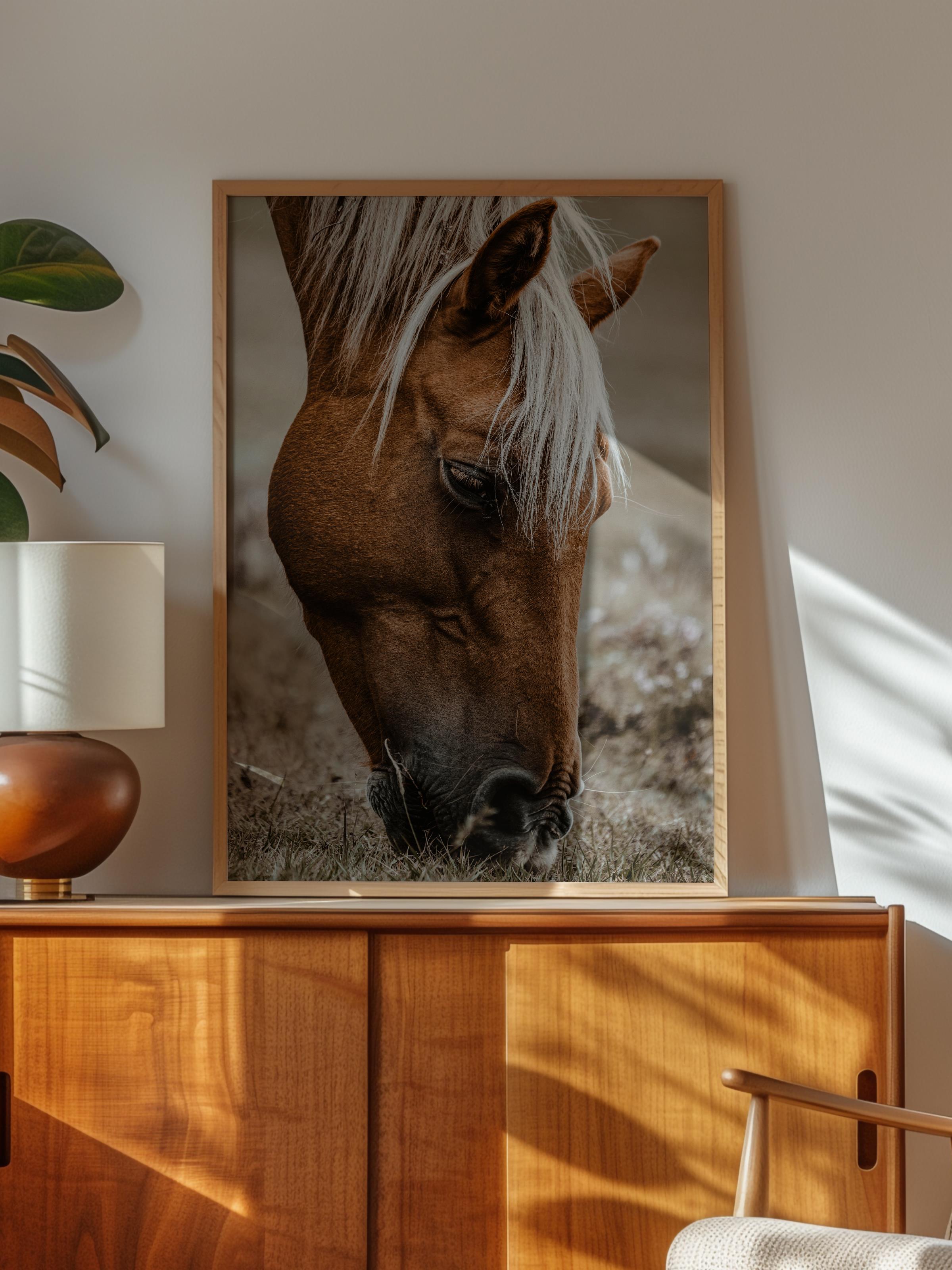 Rustic Çerçevesiz Poster, İskandinav Kahverengi Poster, NO:4 At Fotoğraf, Dikey