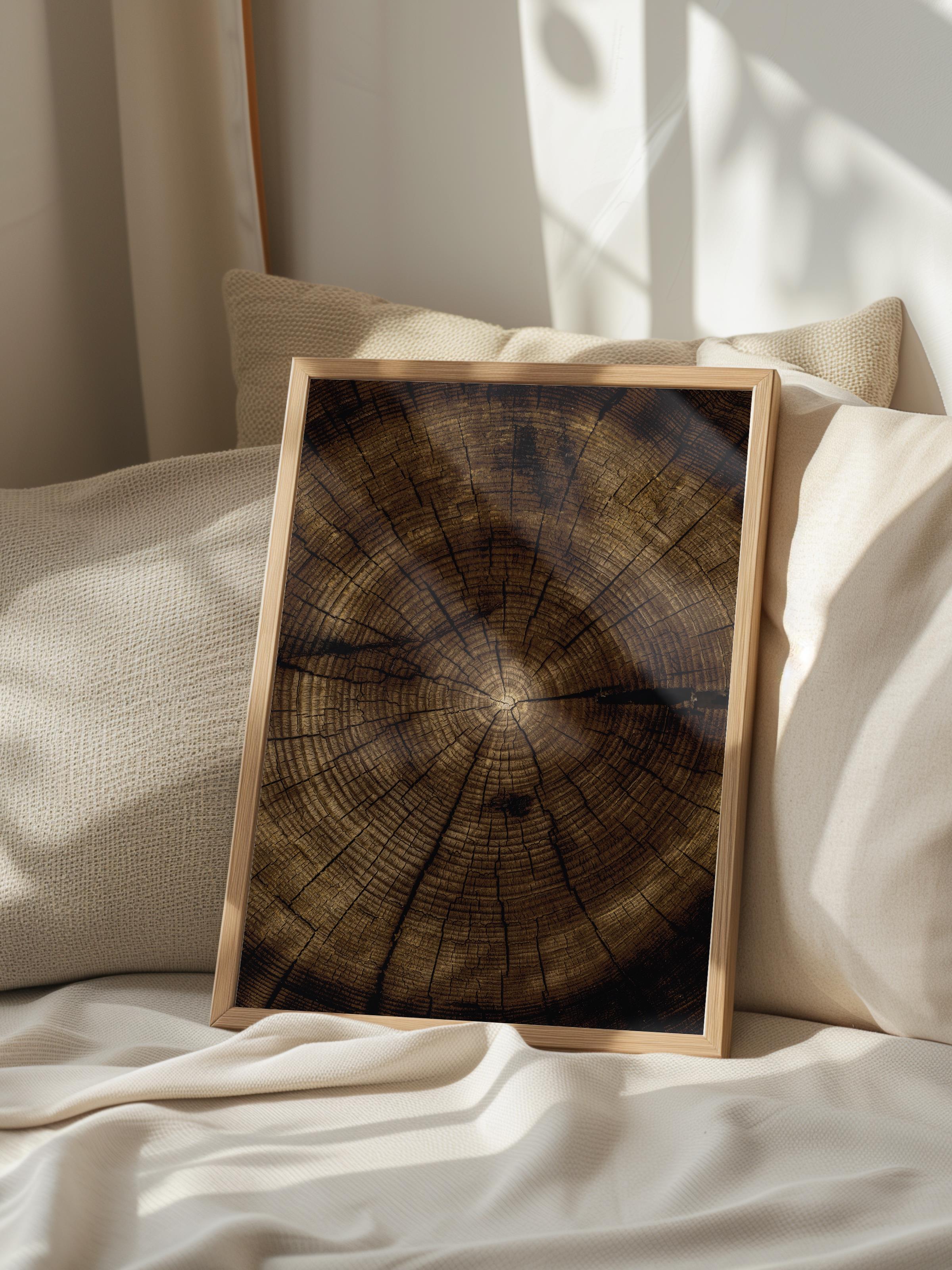 Rustic Çerçevesiz Poster, İskandinav Kahverengi Poster, NO:40 Ağaç Kesiti 2 Fotoğraf, Dikey