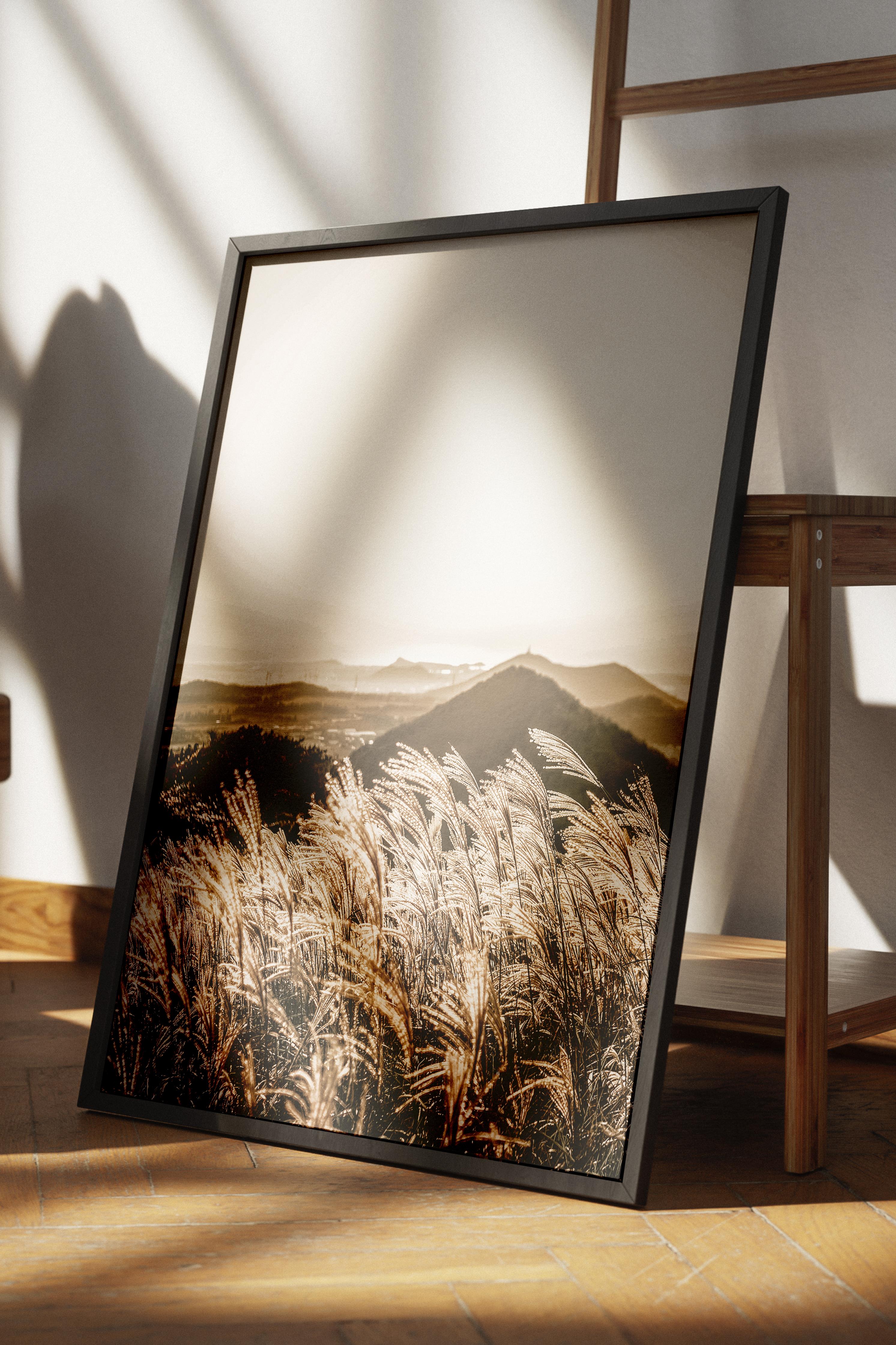 Rustic Çerçevesiz Poster, İskandinav Kahverengi Poster, NO:401 Dağ Manzarası Fotoğraf
