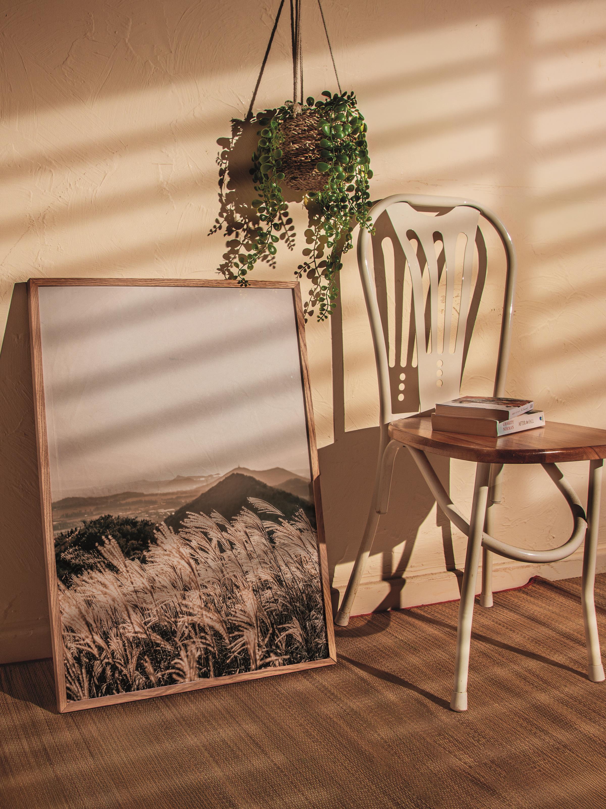 Rustic Çerçevesiz Poster, İskandinav Kahverengi Poster, NO:401 Dağ Manzarası Fotoğraf