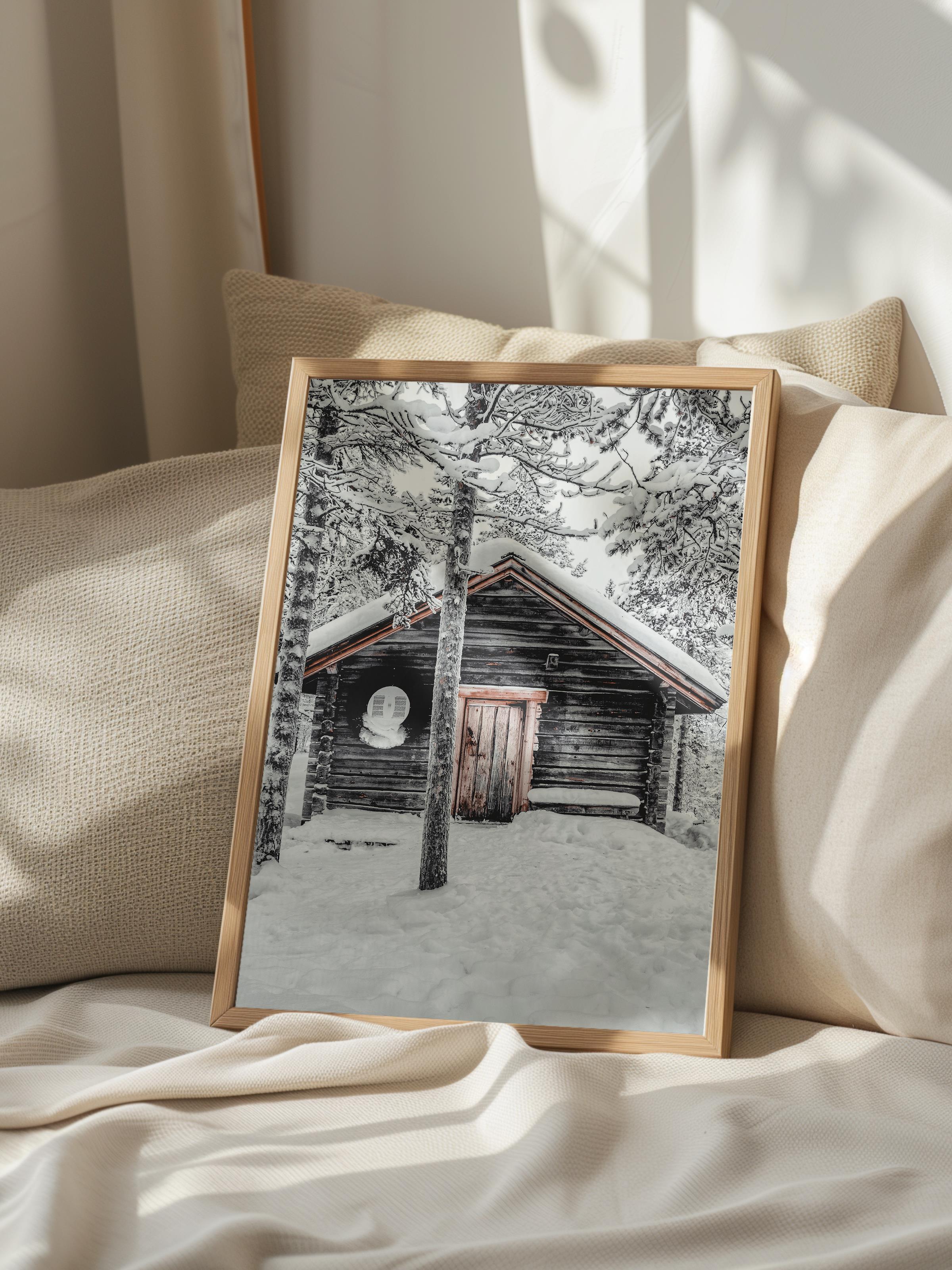 Rustic Çerçevesiz Poster, İskandinav Kahverengi Poster, NO:409 Ahşap Ev Fotoğraf