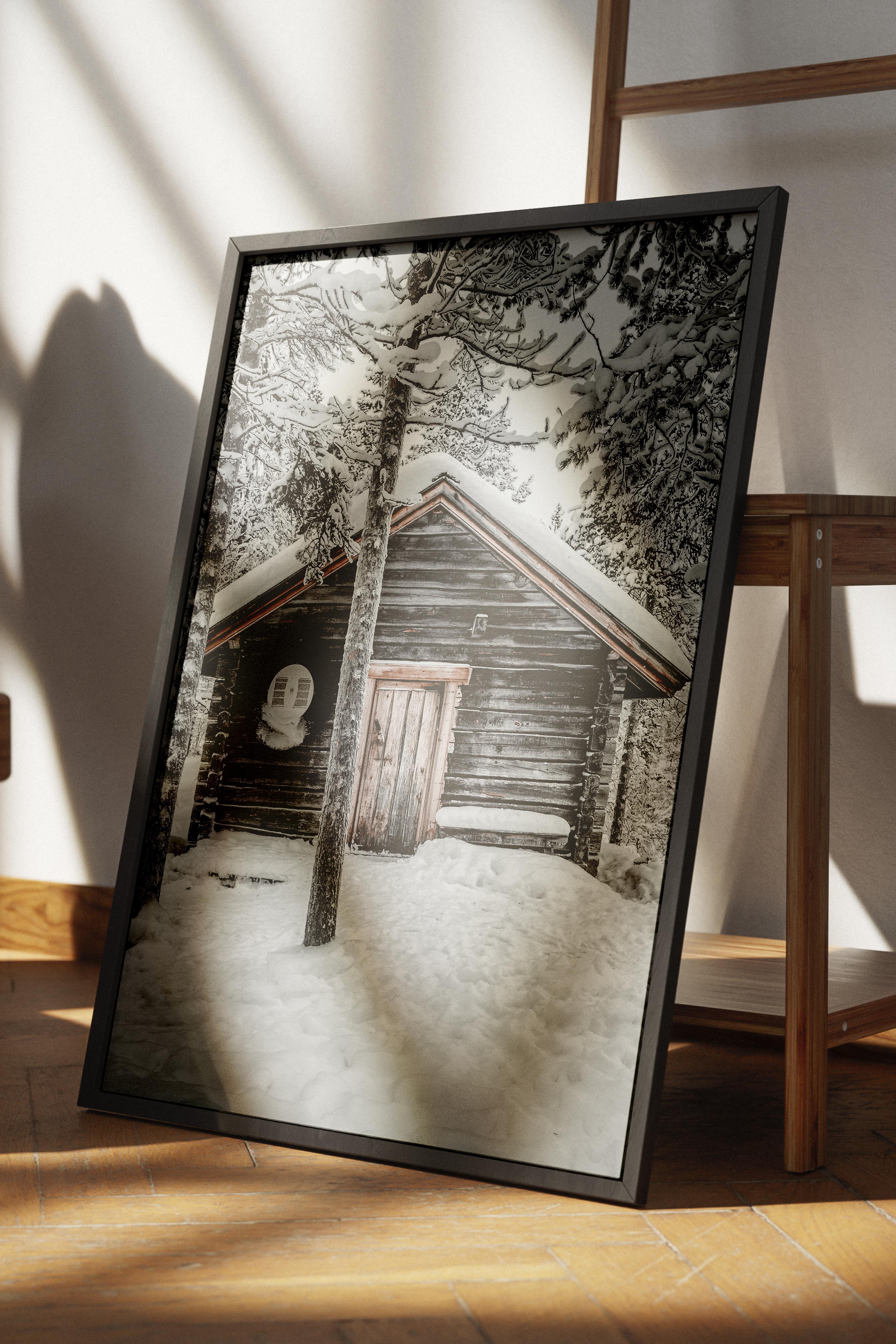Rustic Çerçevesiz Poster, İskandinav Kahverengi Poster, NO:409 Ahşap Ev Fotoğraf
