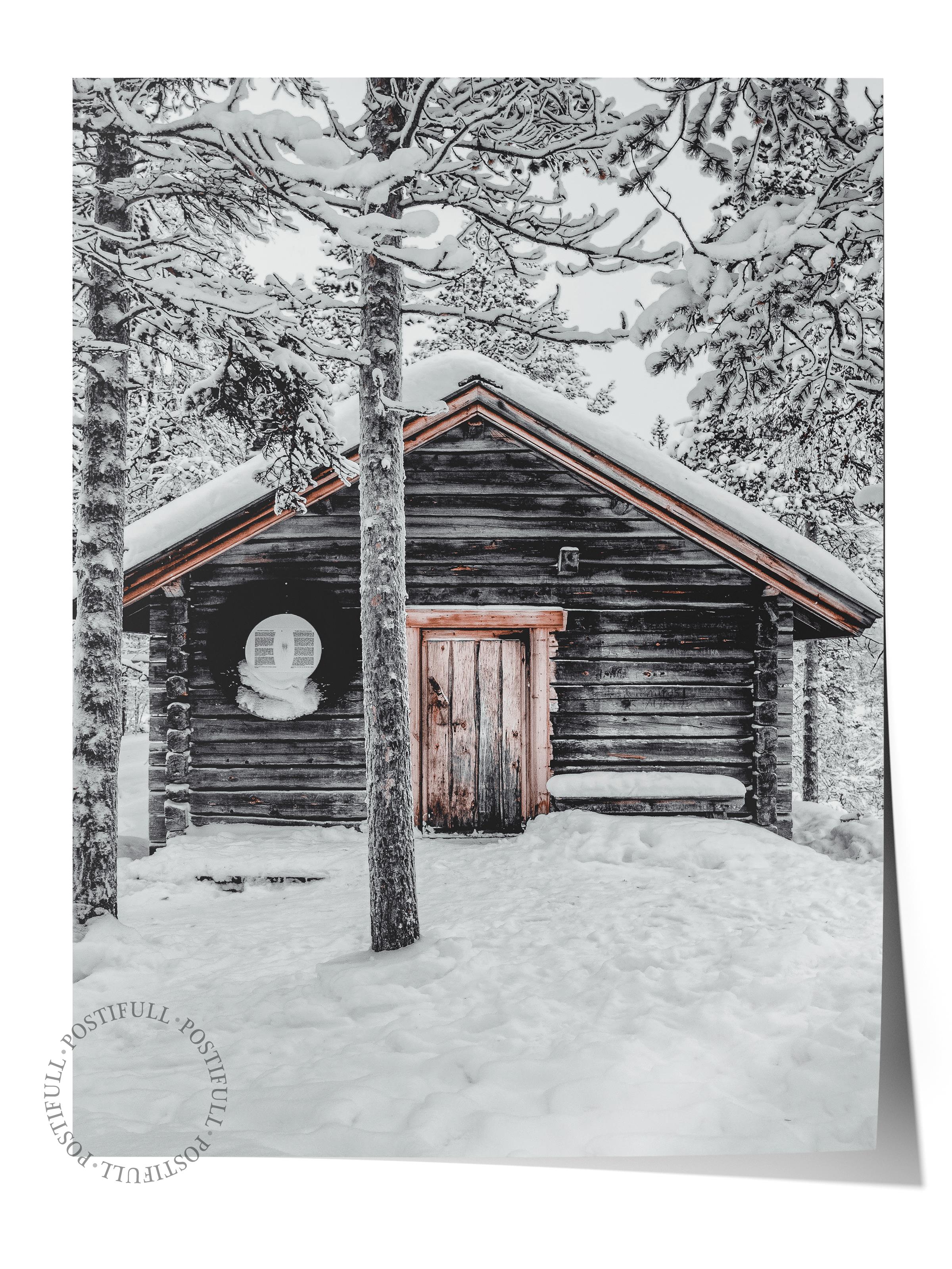 Rustic Çerçevesiz Poster, İskandinav Kahverengi Poster, NO:409 Ahşap Ev Fotoğraf