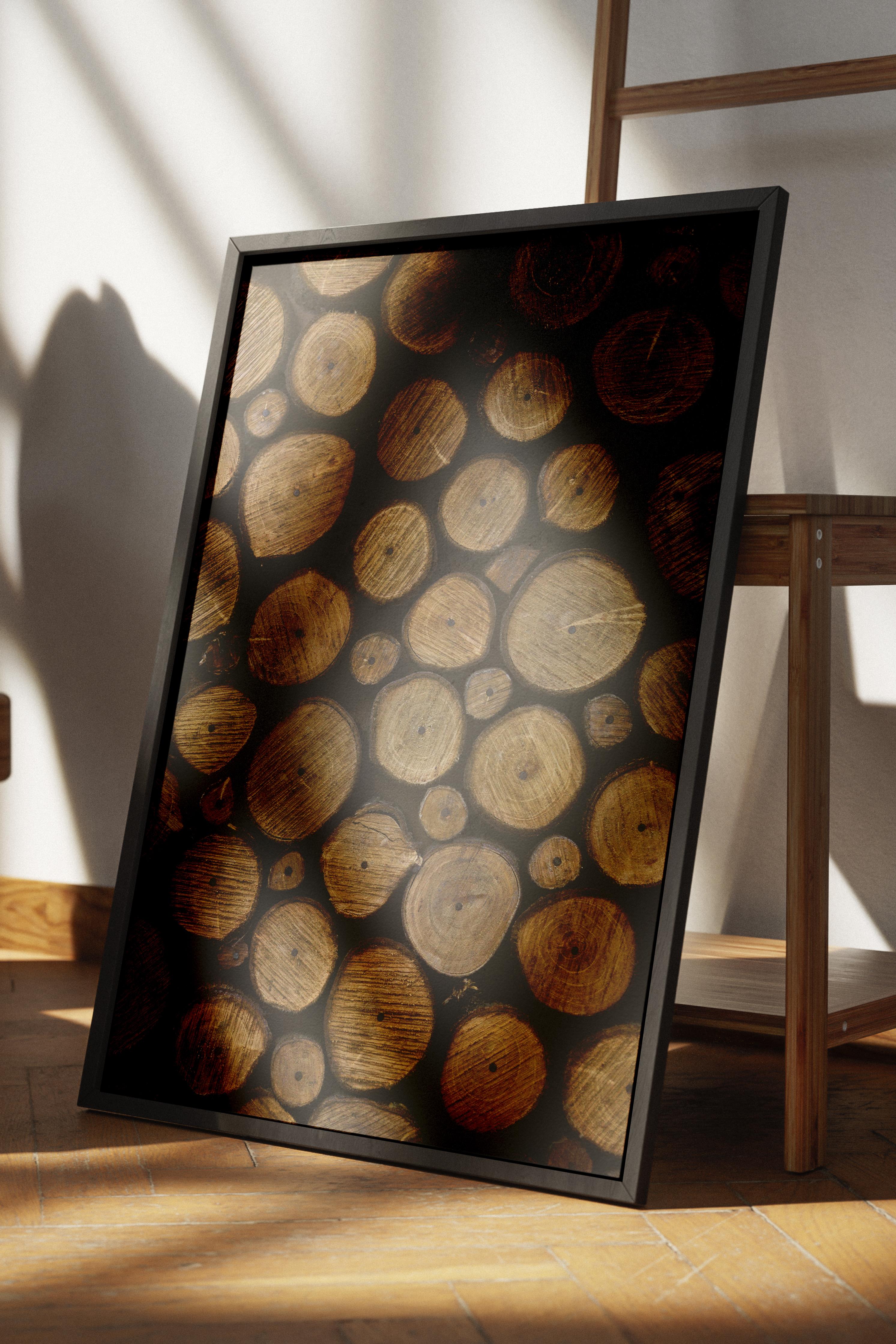 Rustic Çerçevesiz Poster, İskandinav Kahverengi Poster, NO:41 Kesilmiş Odunlar 1 Fotoğraf, Dikey