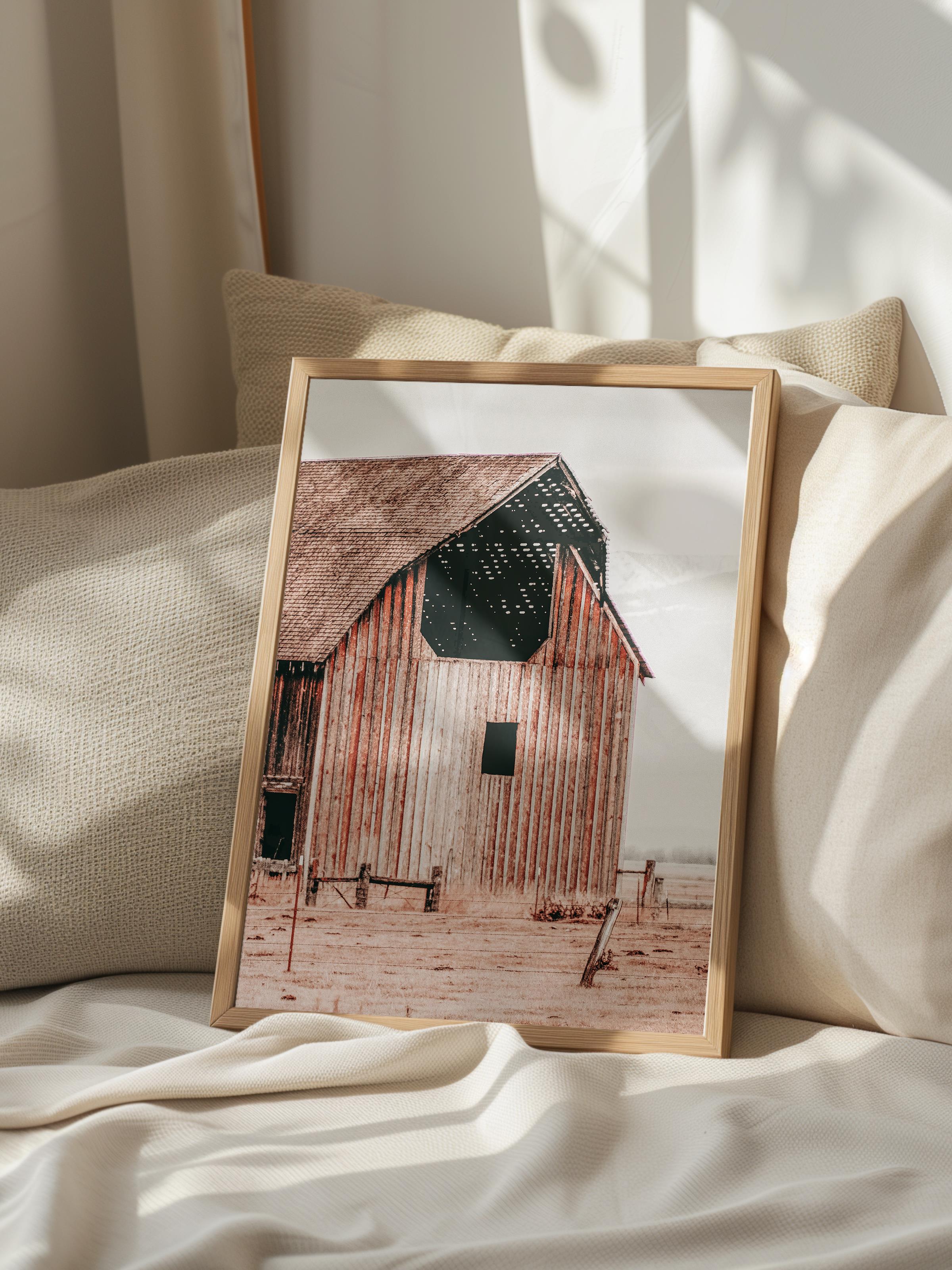 Rustic Çerçevesiz Poster, İskandinav Kahverengi Poster, NO:412 Ahır Fotoğraf