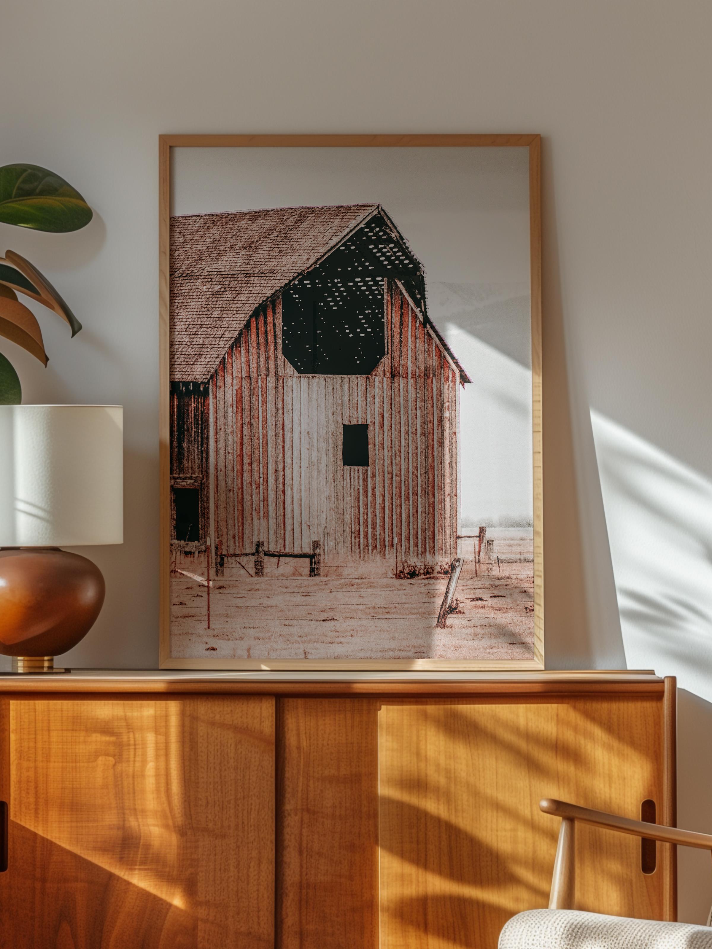 Rustic Çerçevesiz Poster, İskandinav Kahverengi Poster, NO:412 Ahır Fotoğraf