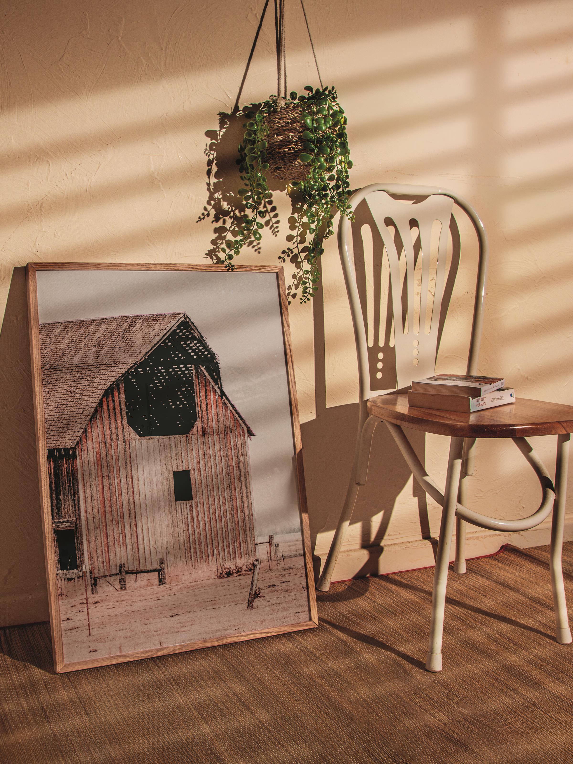 Rustic Çerçevesiz Poster, İskandinav Kahverengi Poster, NO:412 Ahır Fotoğraf