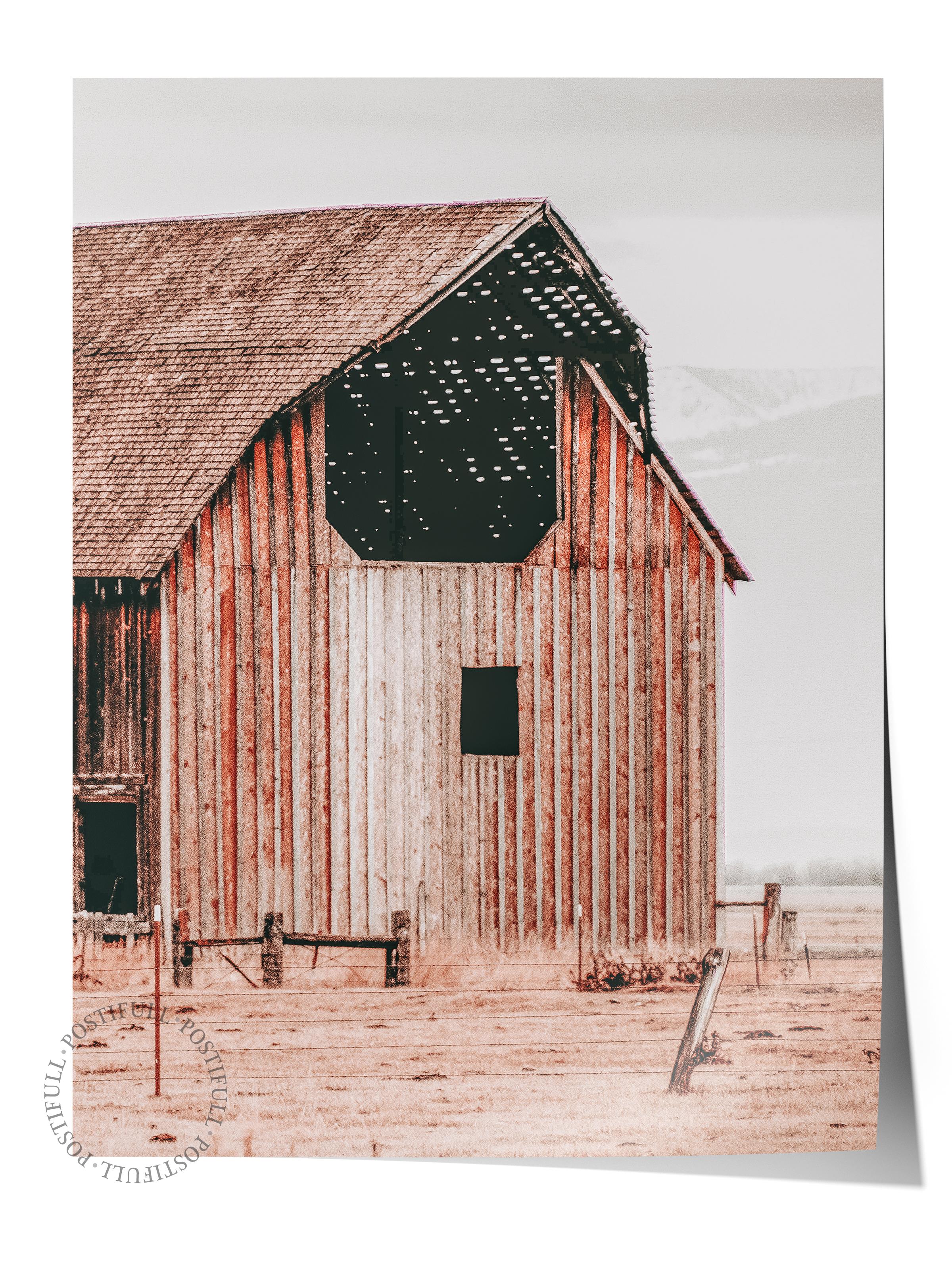 Rustic Çerçevesiz Poster, İskandinav Kahverengi Poster, NO:412 Ahır Fotoğraf