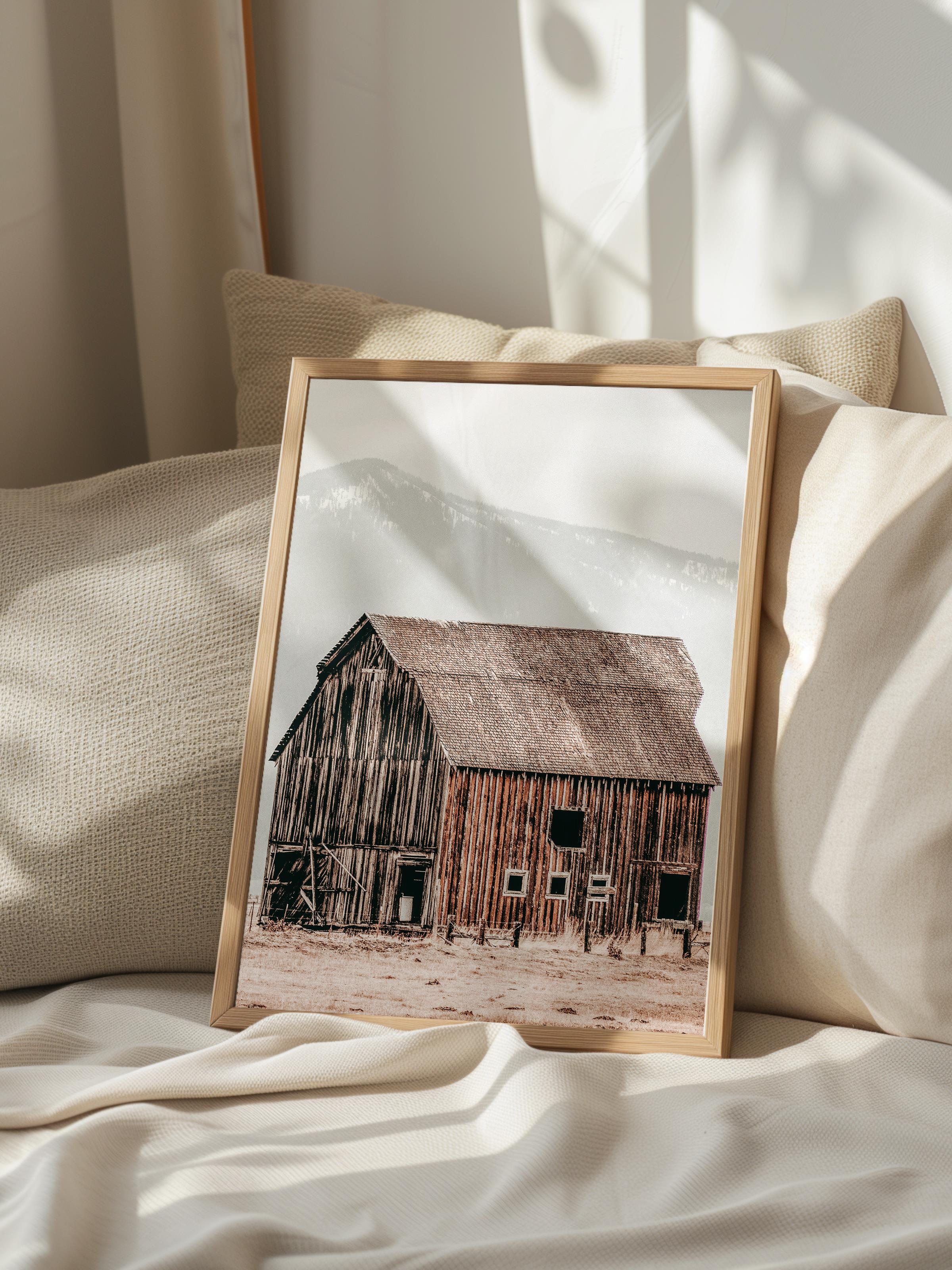 Rustic Çerçevesiz Poster, İskandinav Kahverengi Poster, NO:413 Ahşap Ev Fotoğraf