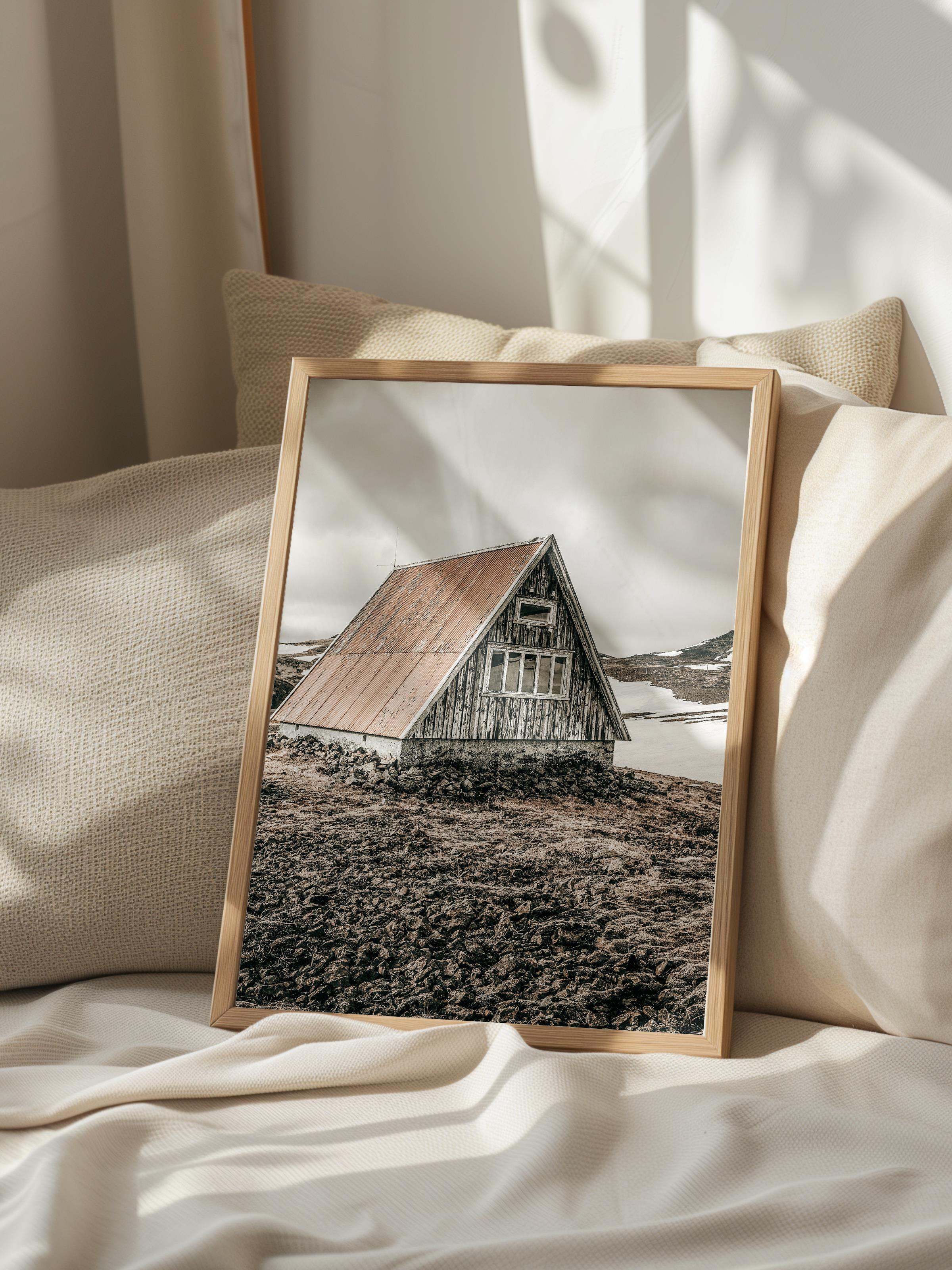 Rustic Çerçevesiz Poster, İskandinav Kahverengi Poster, NO:414 Ahşap Ev Fotoğraf