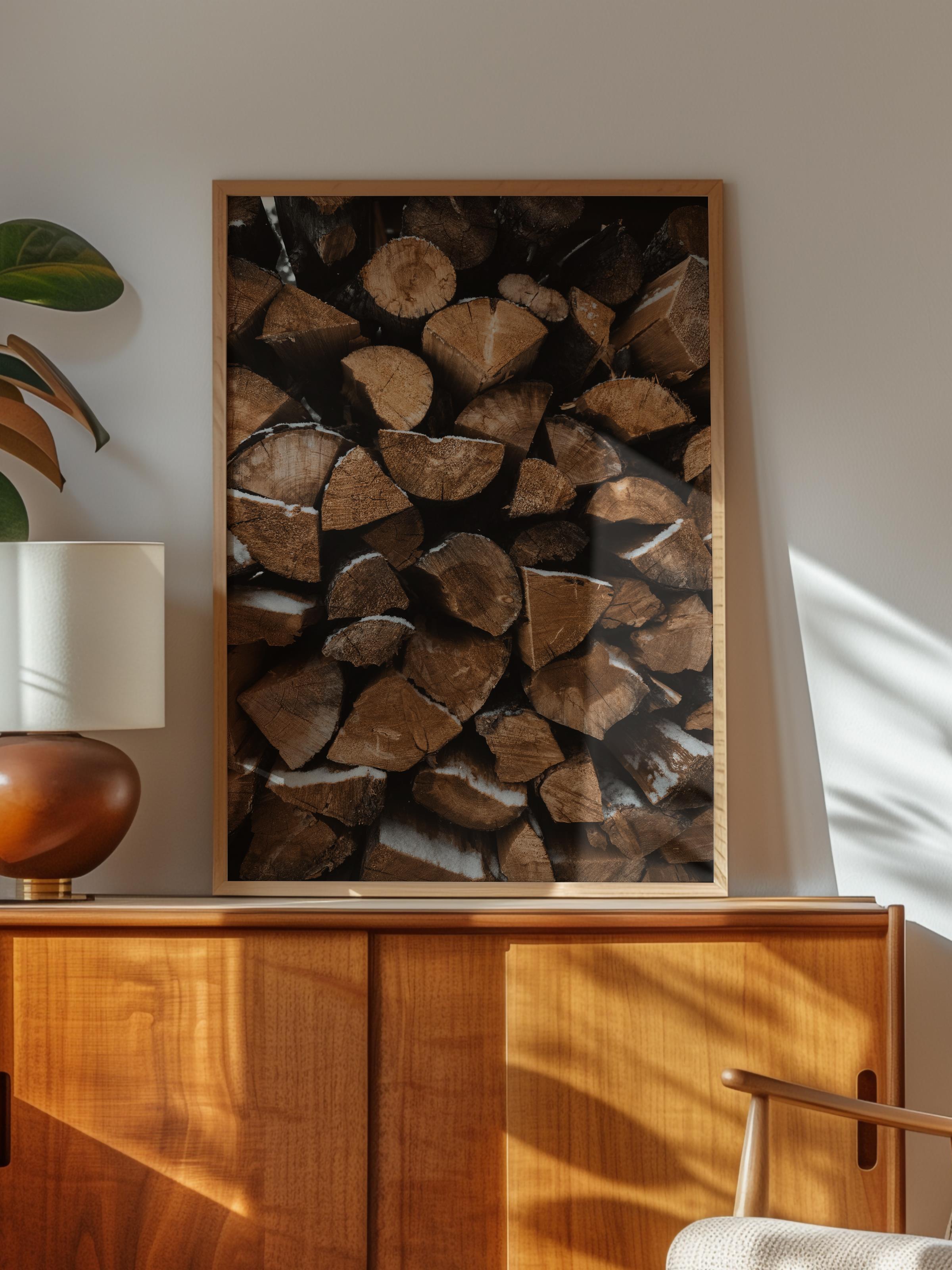 Rustic Çerçevesiz Poster, İskandinav Kahverengi Poster, NO:42 Kesilmiş Odunlar 2 Fotoğraf, Dikey