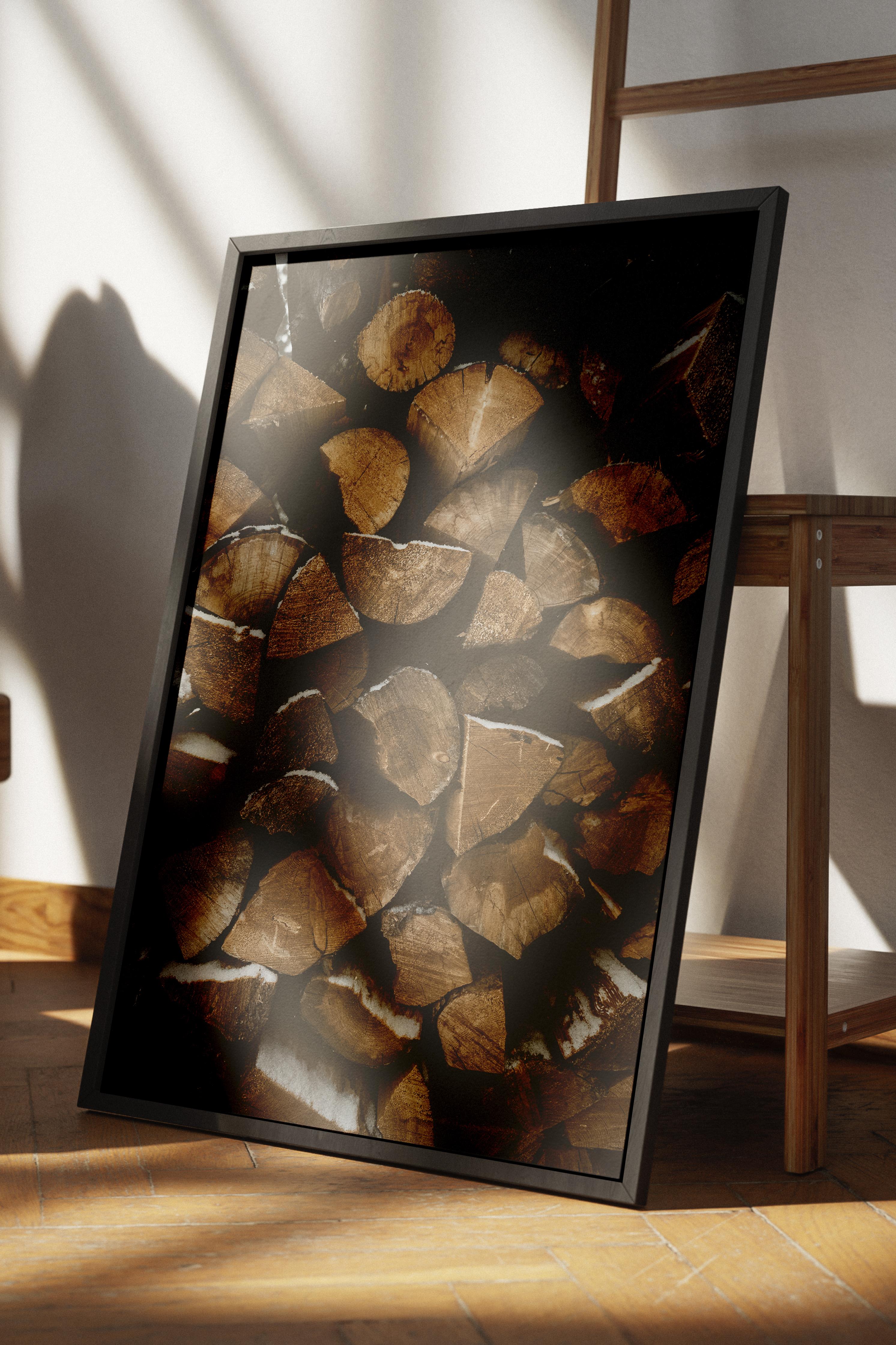 Rustic Çerçevesiz Poster, İskandinav Kahverengi Poster, NO:42 Kesilmiş Odunlar 2 Fotoğraf, Dikey