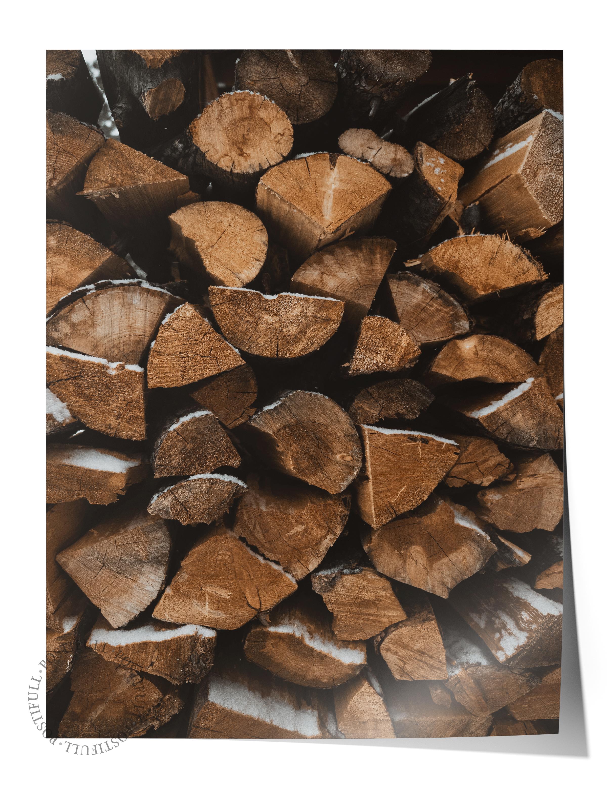 Rustic Çerçevesiz Poster, İskandinav Kahverengi Poster, NO:42 Kesilmiş Odunlar 2 Fotoğraf, Dikey