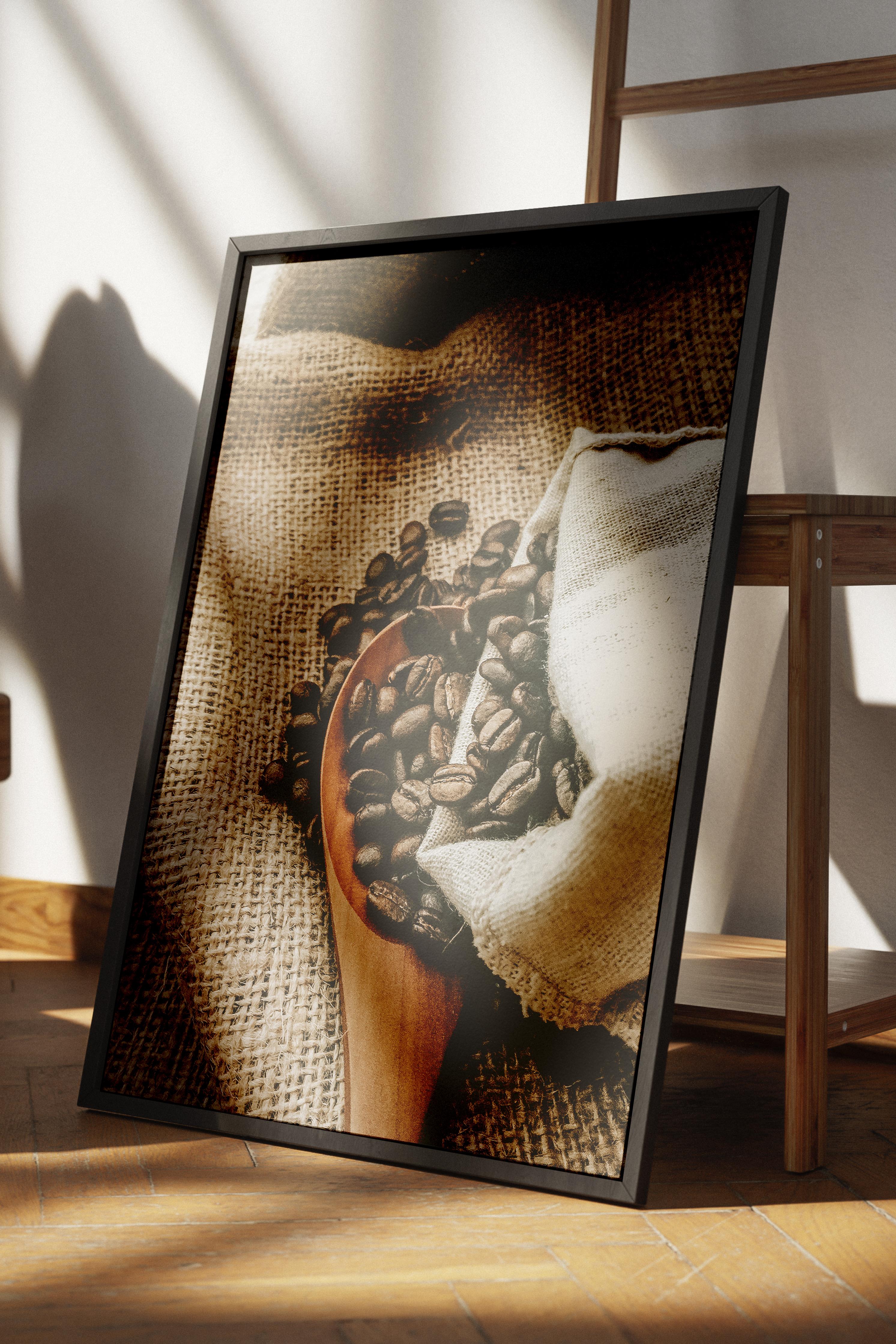 Rustic Çerçevesiz Poster, İskandinav Kahverengi Poster, NO:424 Kahve Çekirdekleri Fotoğraf