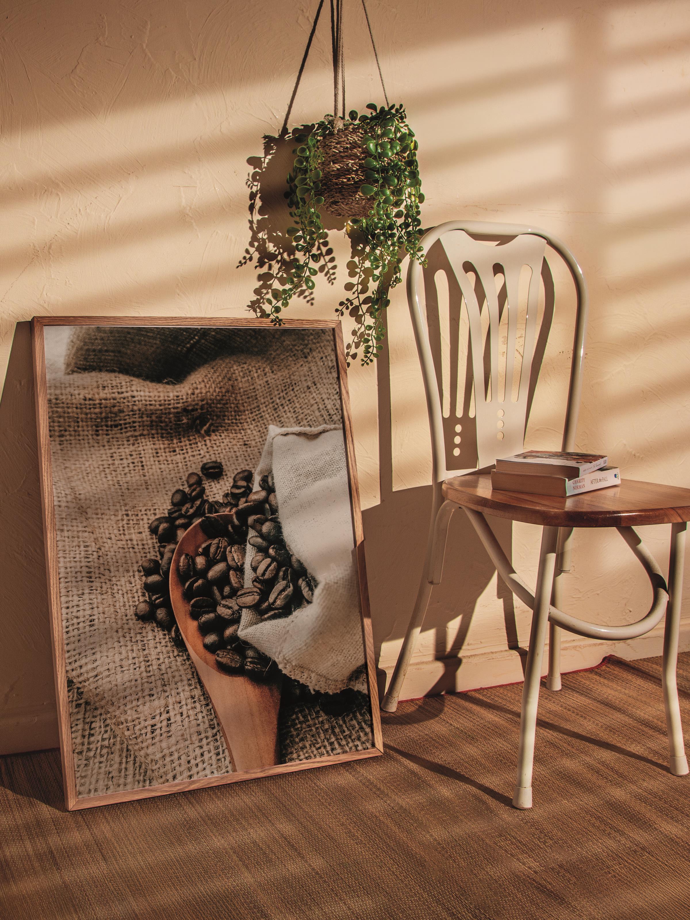 Rustic Çerçevesiz Poster, İskandinav Kahverengi Poster, NO:424 Kahve Çekirdekleri Fotoğraf