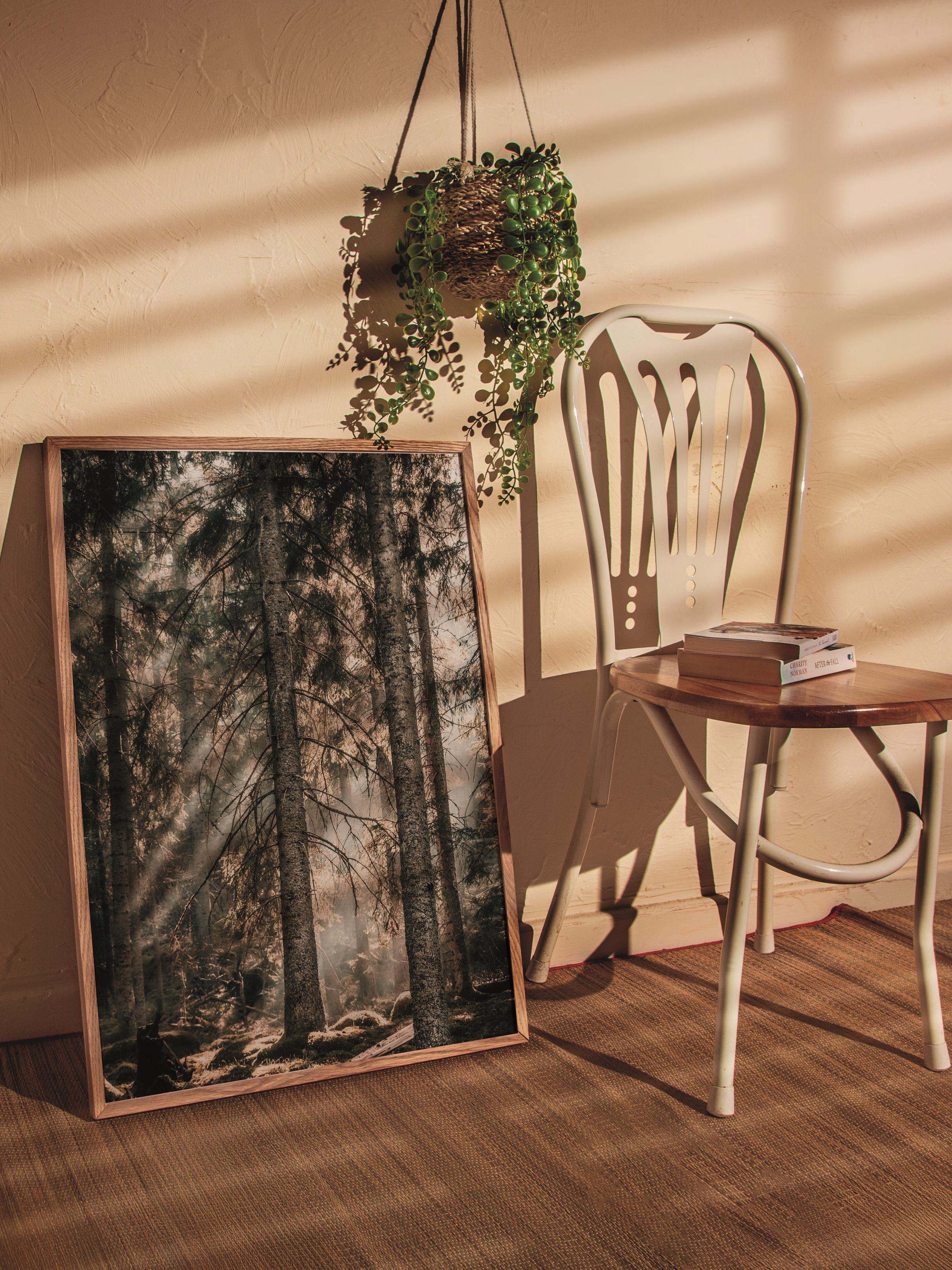 Rustic Çerçevesiz Poster, İskandinav Kahverengi Poster, NO:428 Orman Fotoğraf