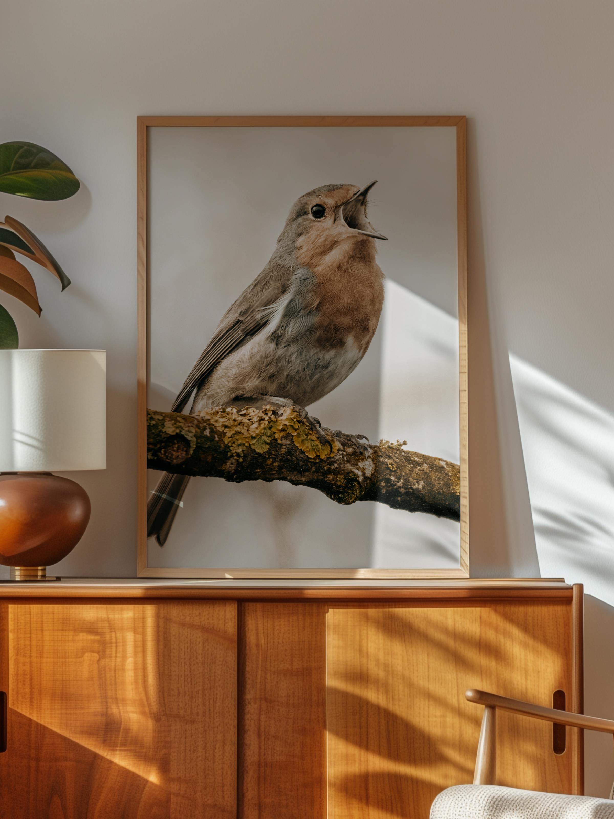 Rustic Çerçevesiz Poster, İskandinav Kahverengi Poster, NO:432 Kuş Fotoğraf
