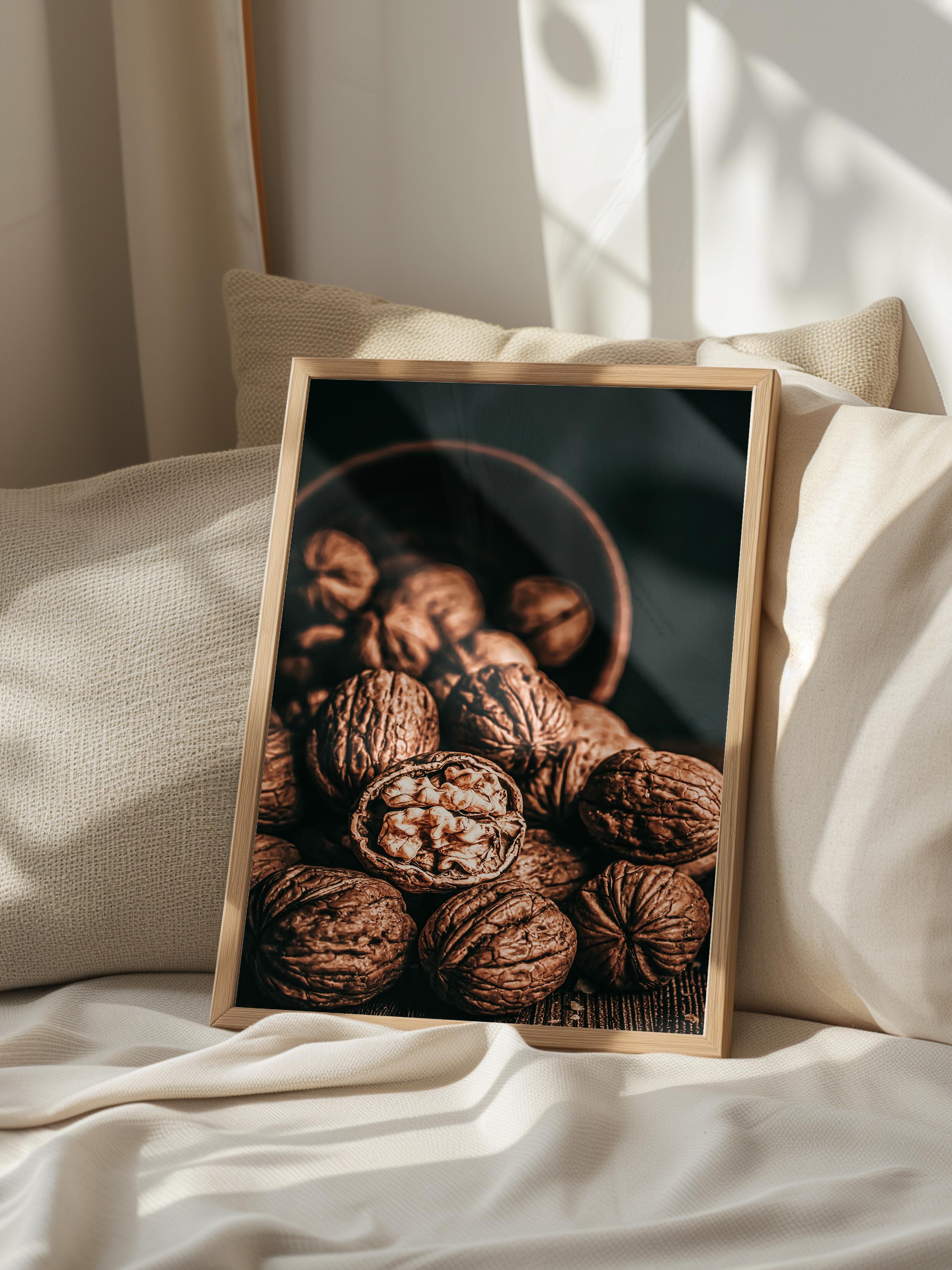 Rustic Çerçevesiz Poster, İskandinav Kahverengi Poster, NO:437 Cevizler Fotoğraf