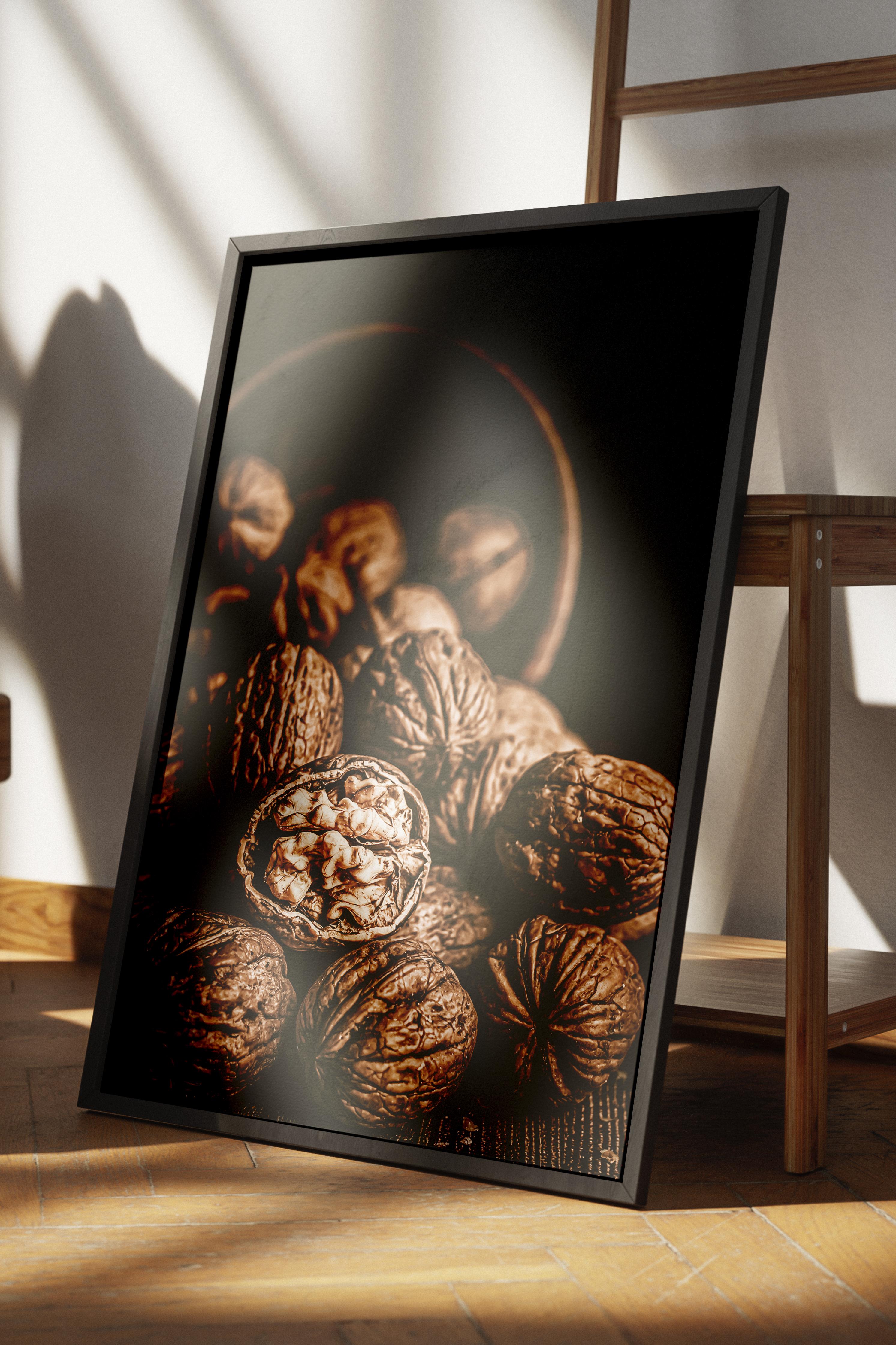 Rustic Çerçevesiz Poster, İskandinav Kahverengi Poster, NO:437 Cevizler Fotoğraf