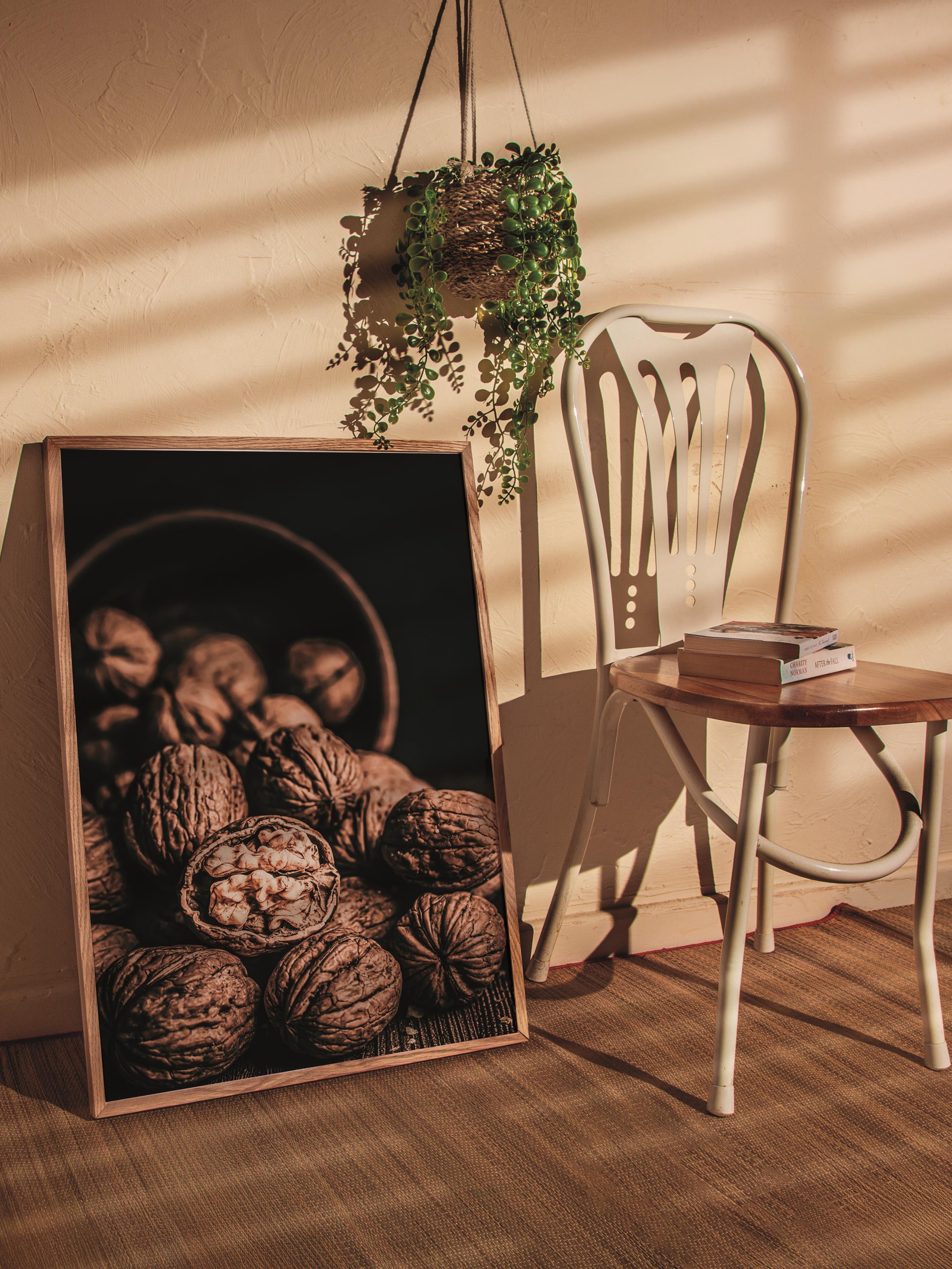 Rustic Çerçevesiz Poster, İskandinav Kahverengi Poster, NO:437 Cevizler Fotoğraf
