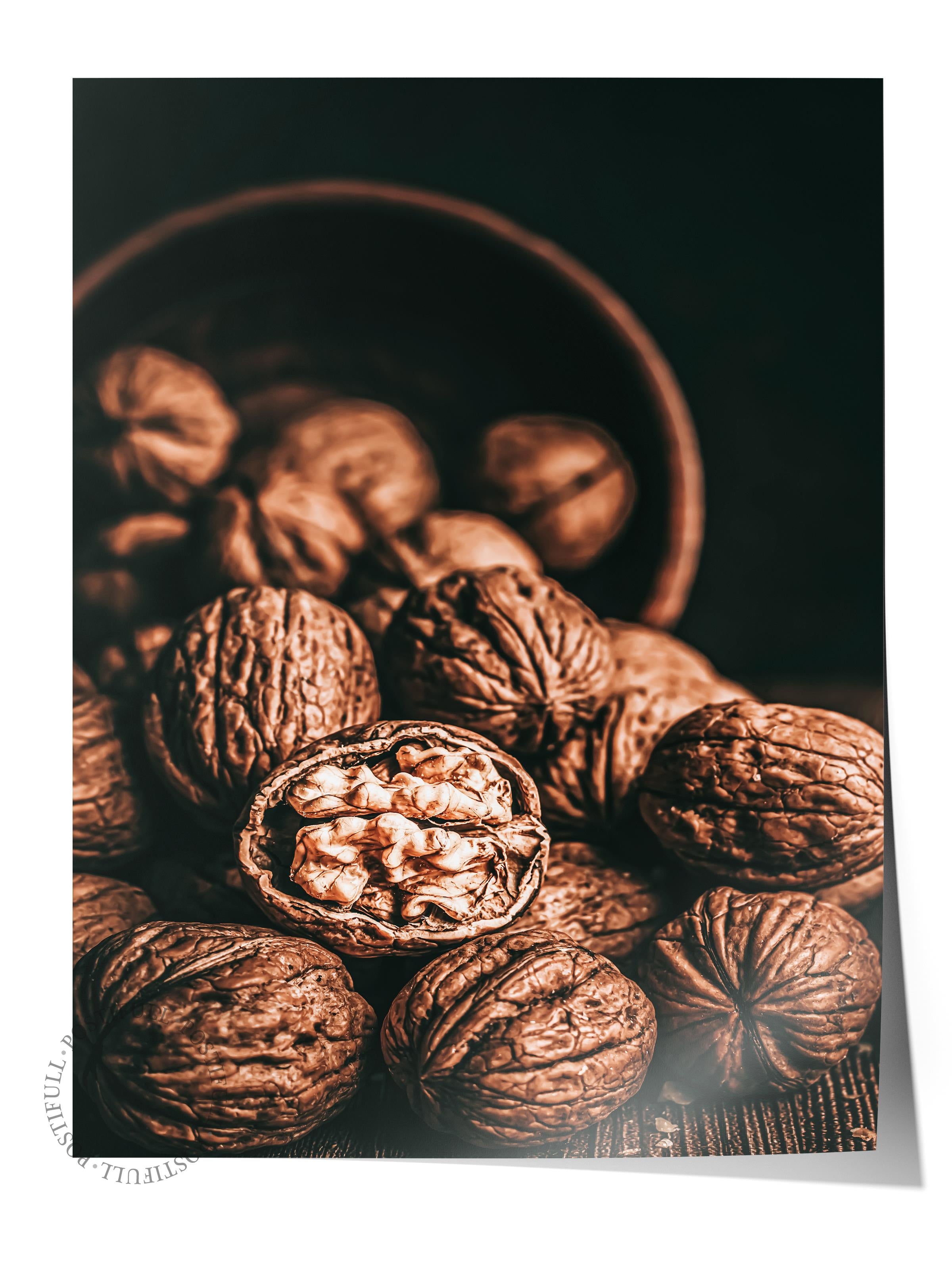 Rustic Çerçevesiz Poster, İskandinav Kahverengi Poster, NO:437 Cevizler Fotoğraf