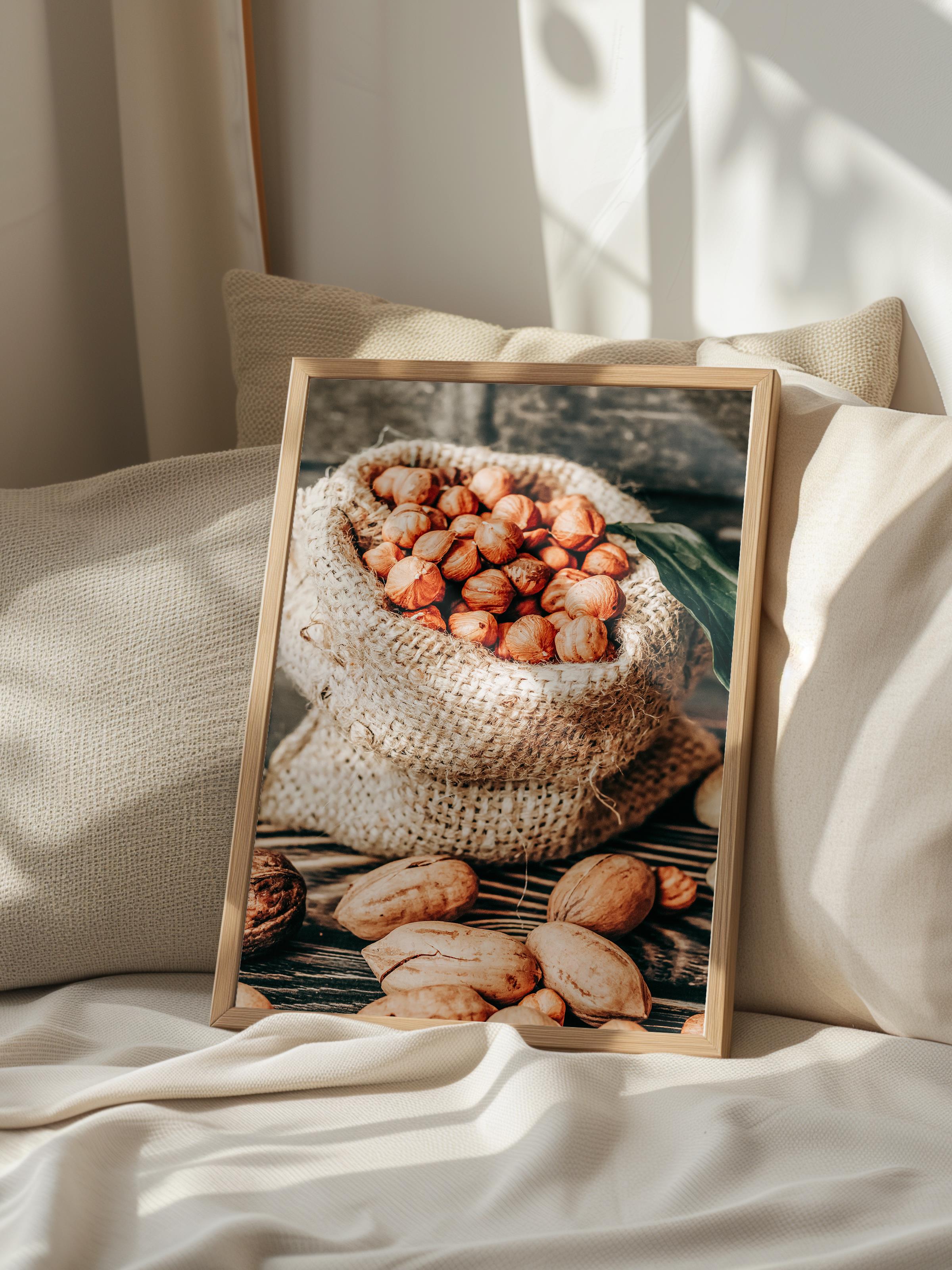 Rustic Çerçevesiz Poster, İskandinav Kahverengi Poster, NO:438 Fındık Fotoğraf