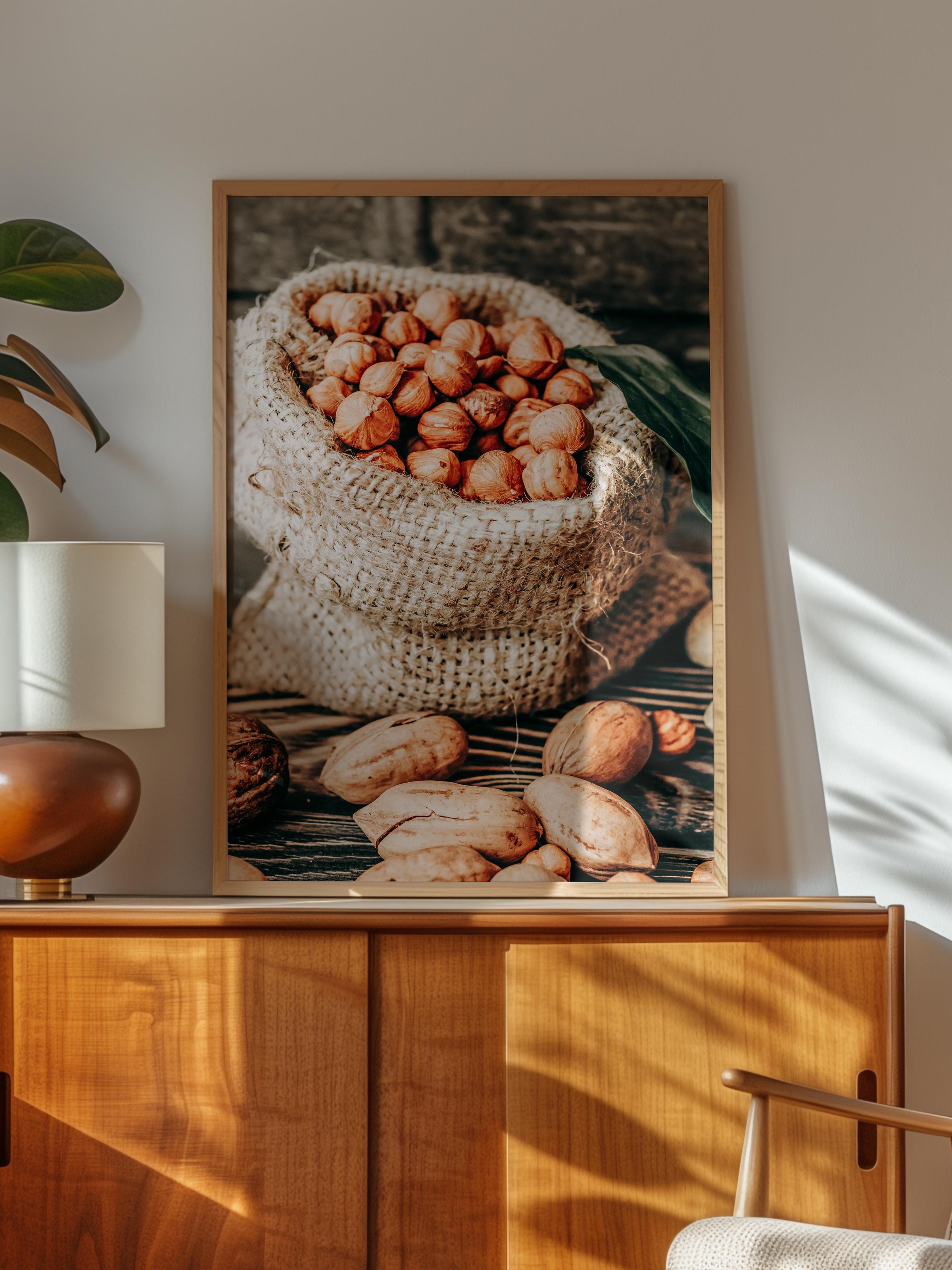 Rustic Çerçevesiz Poster, İskandinav Kahverengi Poster, NO:438 Fındık Fotoğraf
