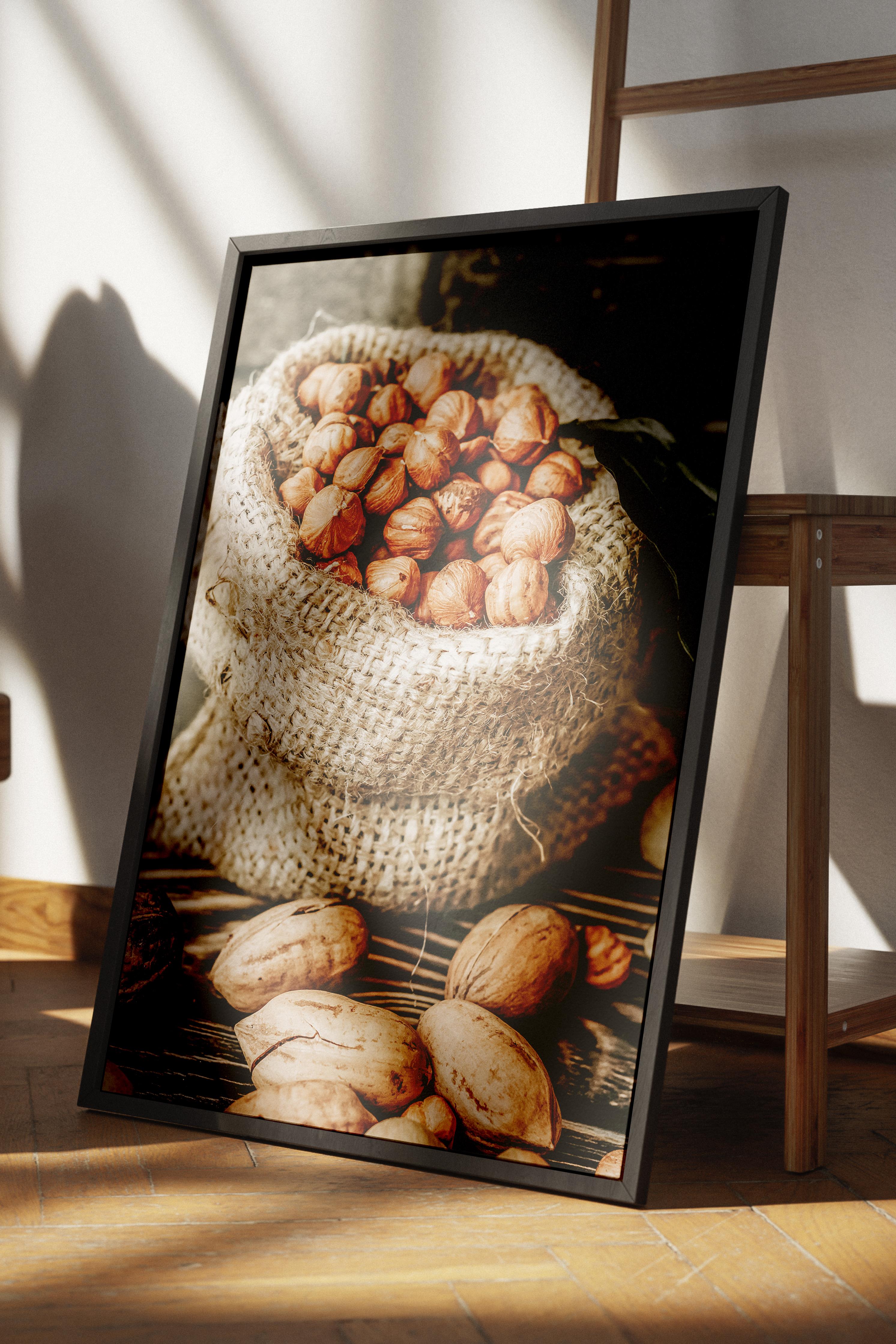 Rustic Çerçevesiz Poster, İskandinav Kahverengi Poster, NO:438 Fındık Fotoğraf