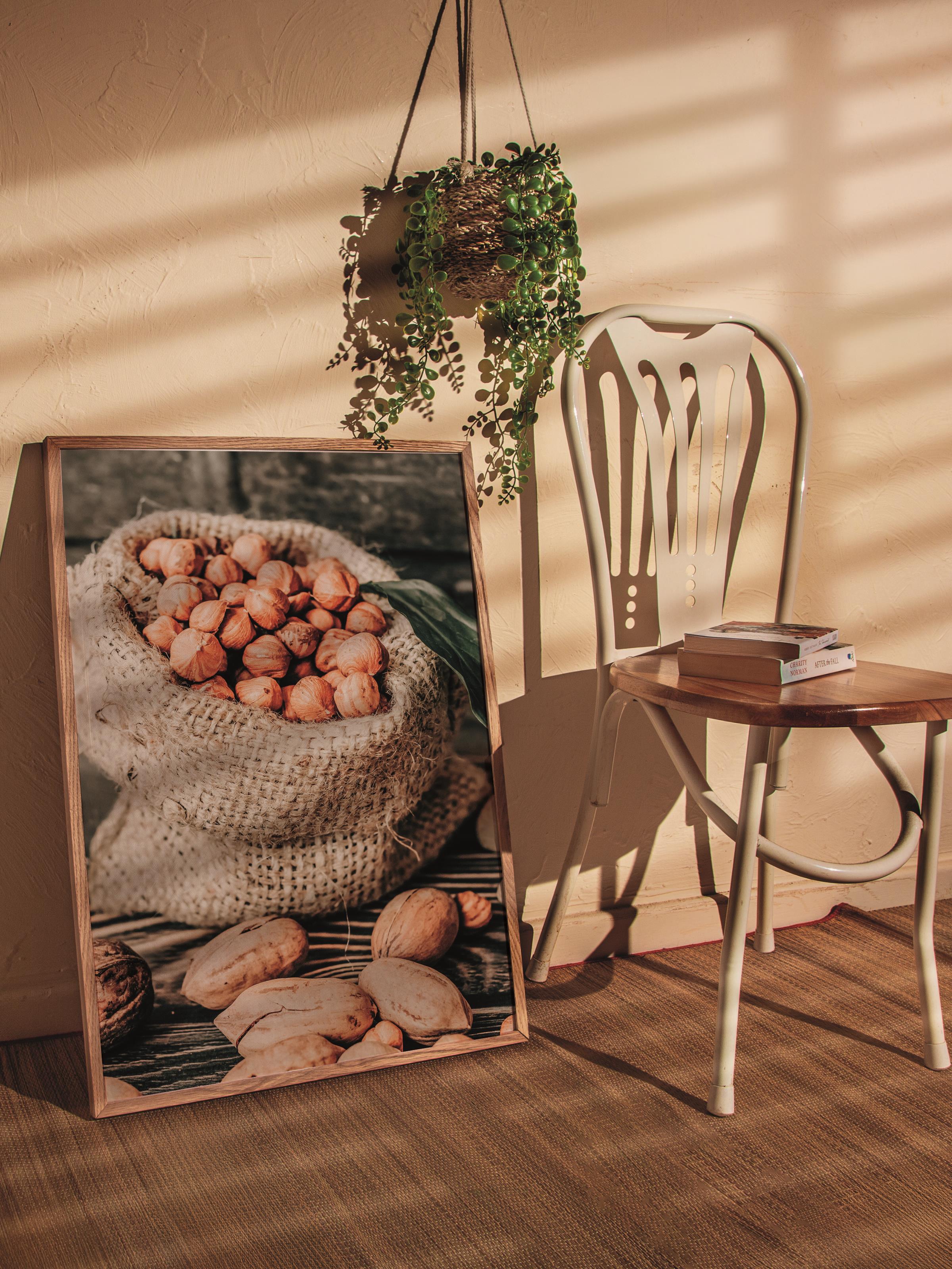 Rustic Çerçevesiz Poster, İskandinav Kahverengi Poster, NO:438 Fındık Fotoğraf