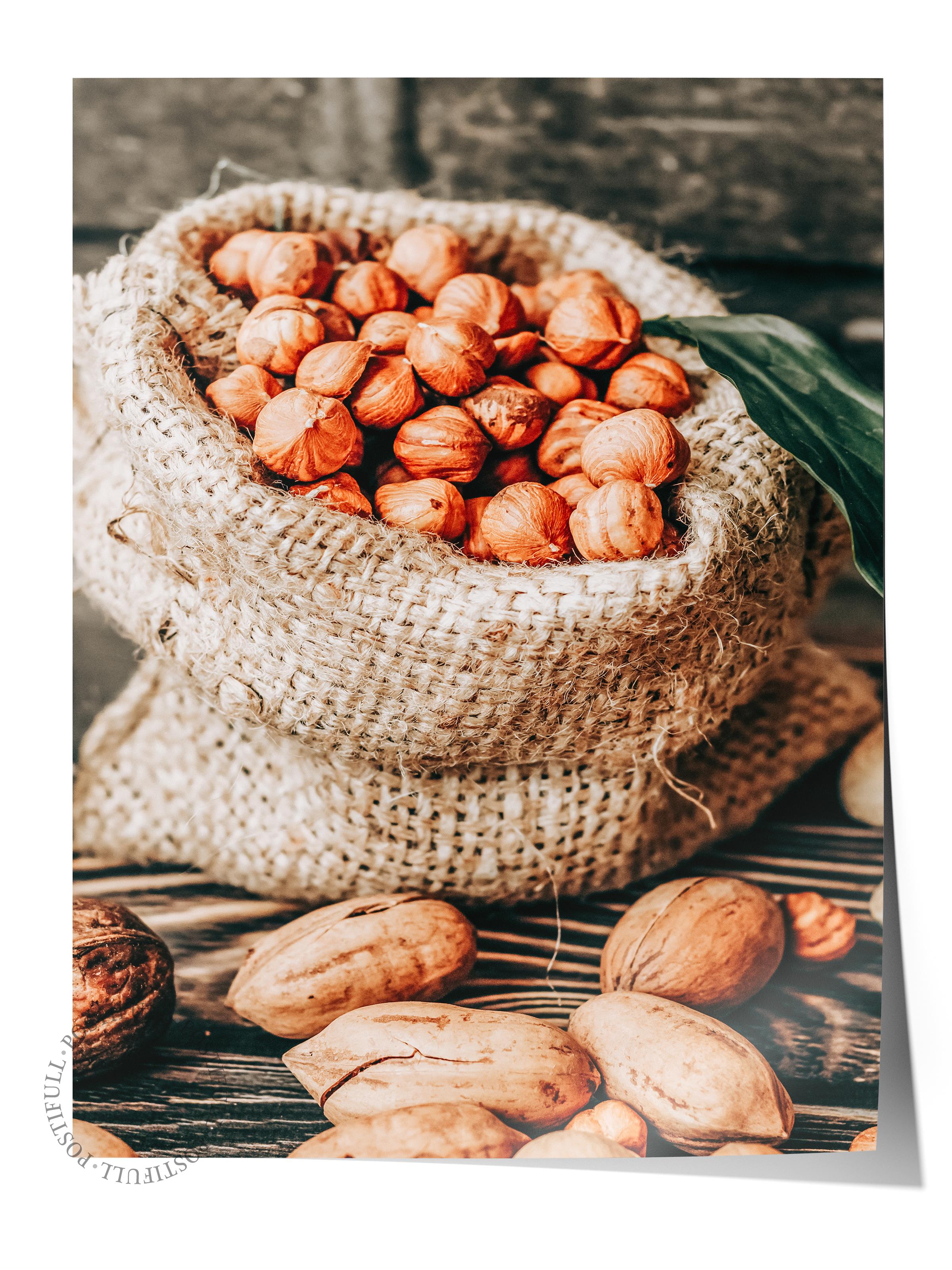 Rustic Çerçevesiz Poster, İskandinav Kahverengi Poster, NO:438 Fındık Fotoğraf