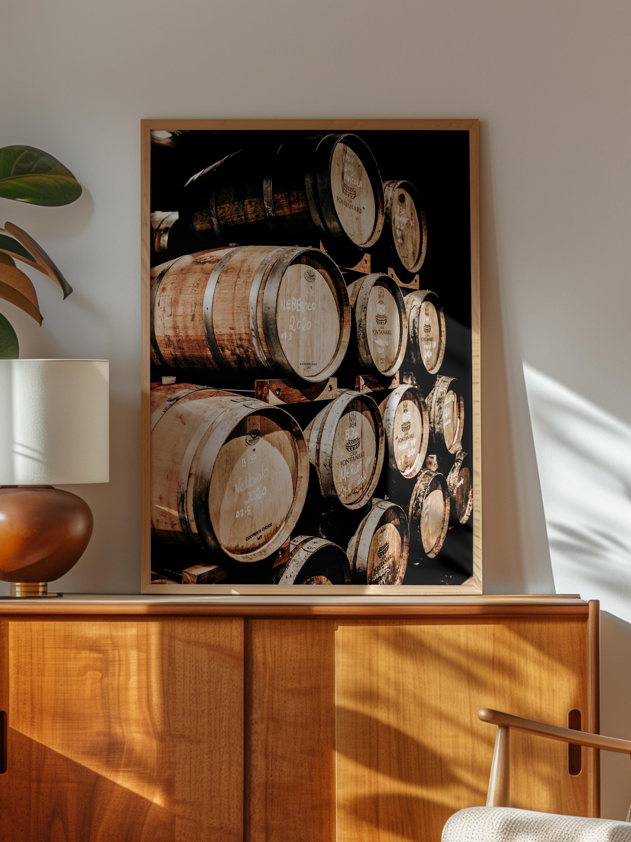 Rustic Çerçevesiz Poster, İskandinav Kahverengi Poster, NO:440 Fıçı Fotoğraf
