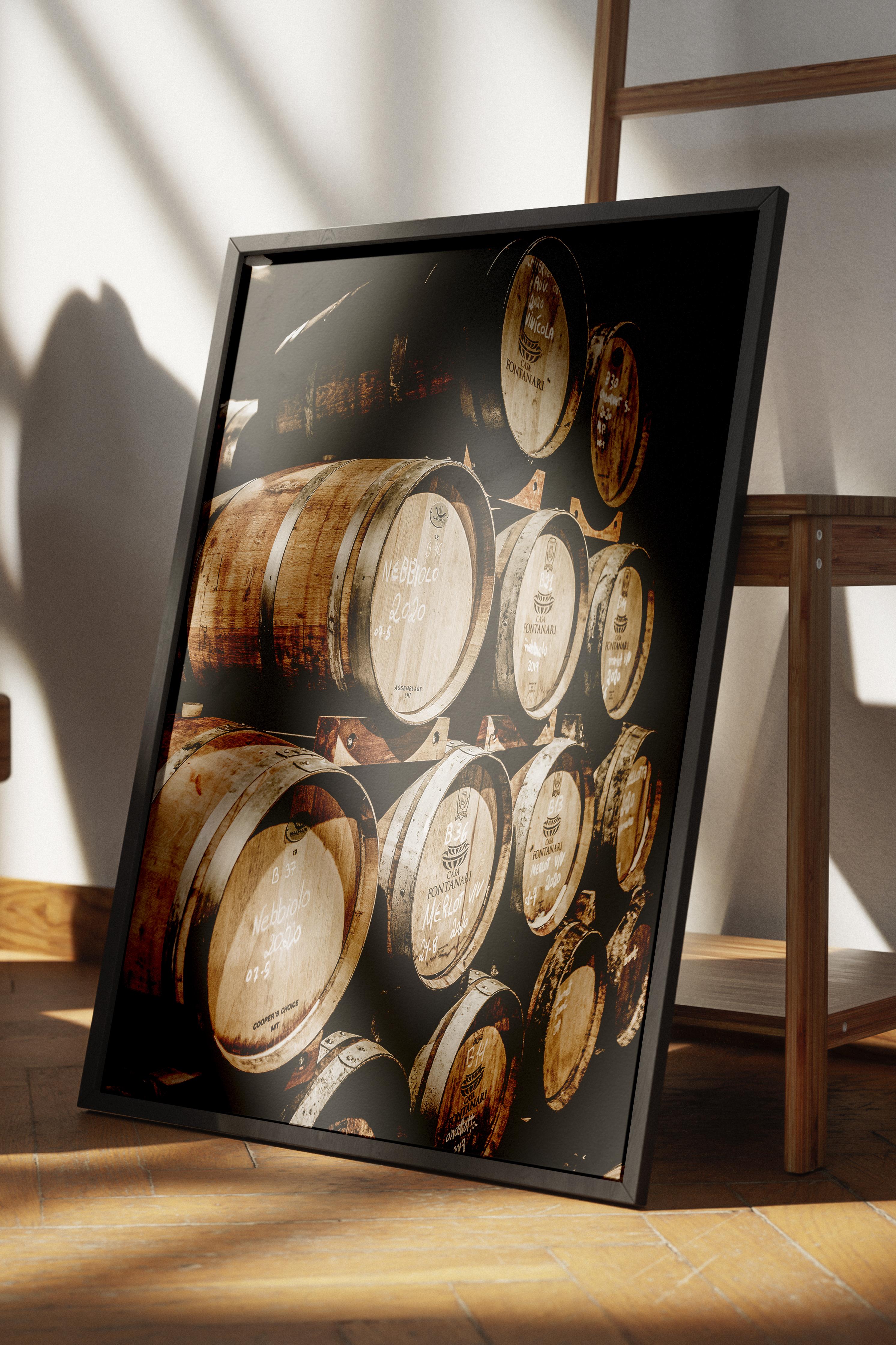 Rustic Çerçevesiz Poster, İskandinav Kahverengi Poster, NO:440 Fıçı Fotoğraf
