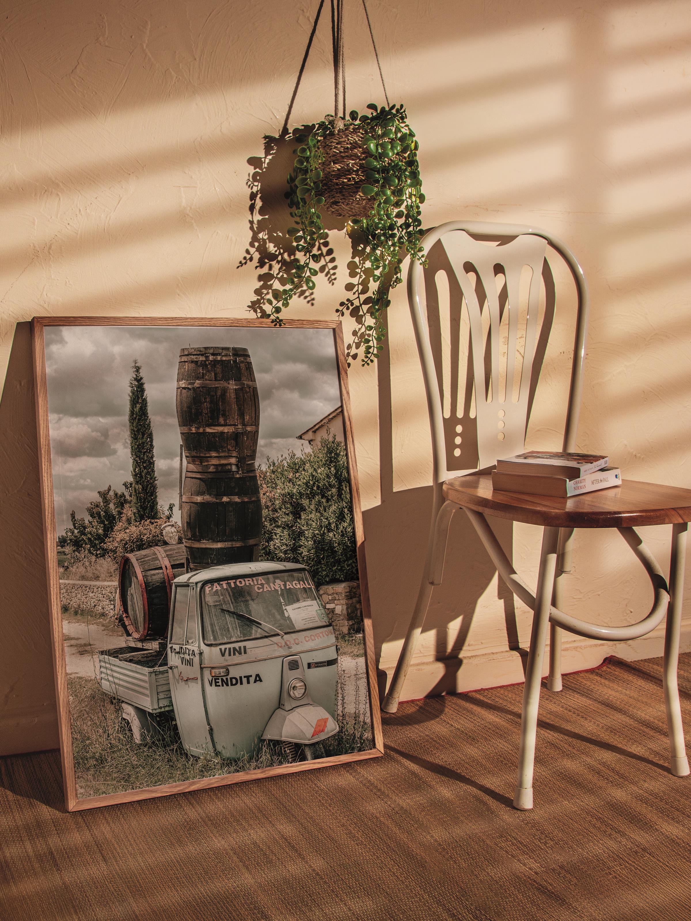 Rustic Çerçevesiz Poster, İskandinav Kahverengi Poster, NO:443 Traktör Fotoğraf