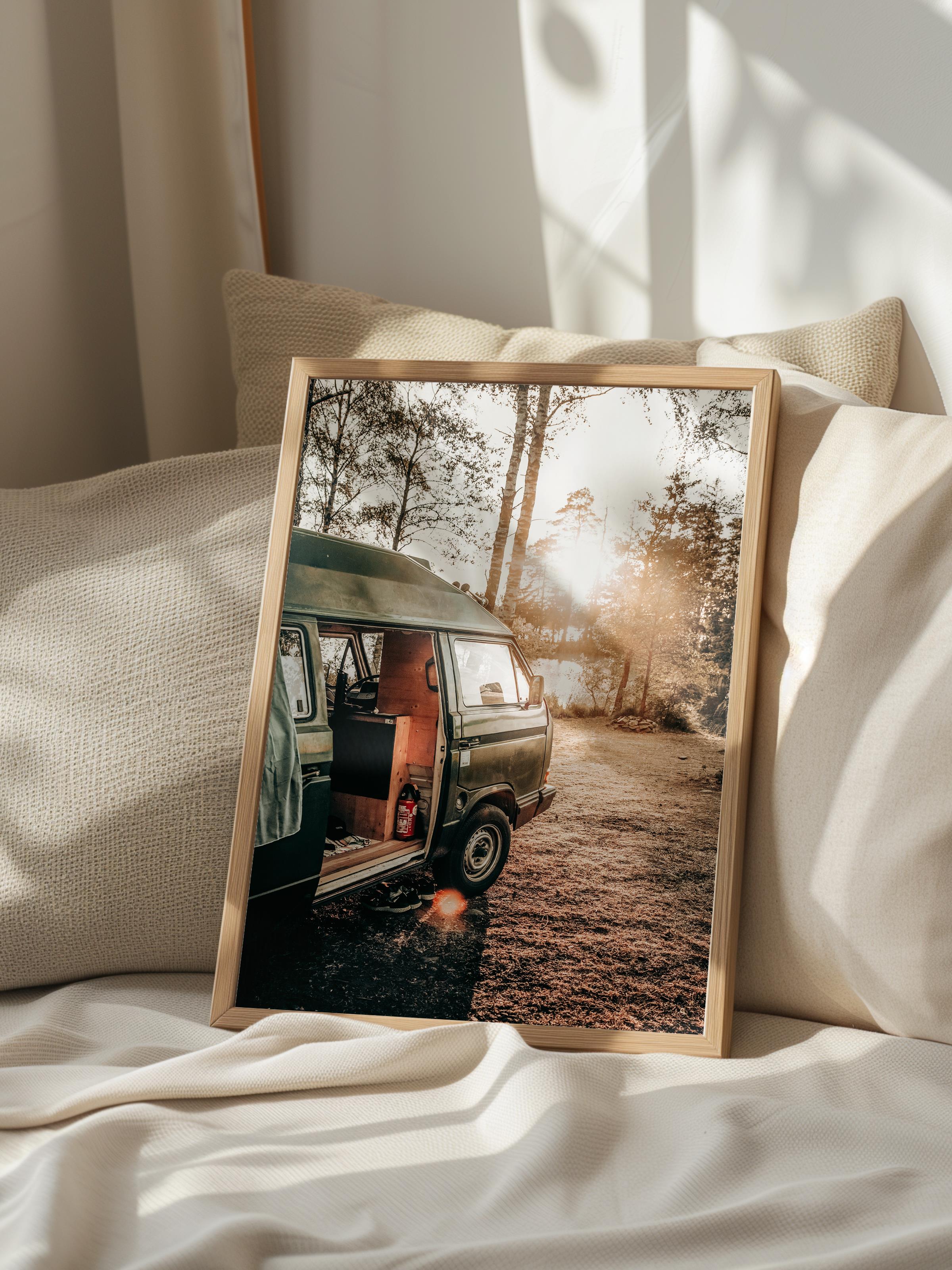 Rustic Çerçevesiz Poster, İskandinav Kahverengi Poster, NO:444 Karavan Fotoğraf