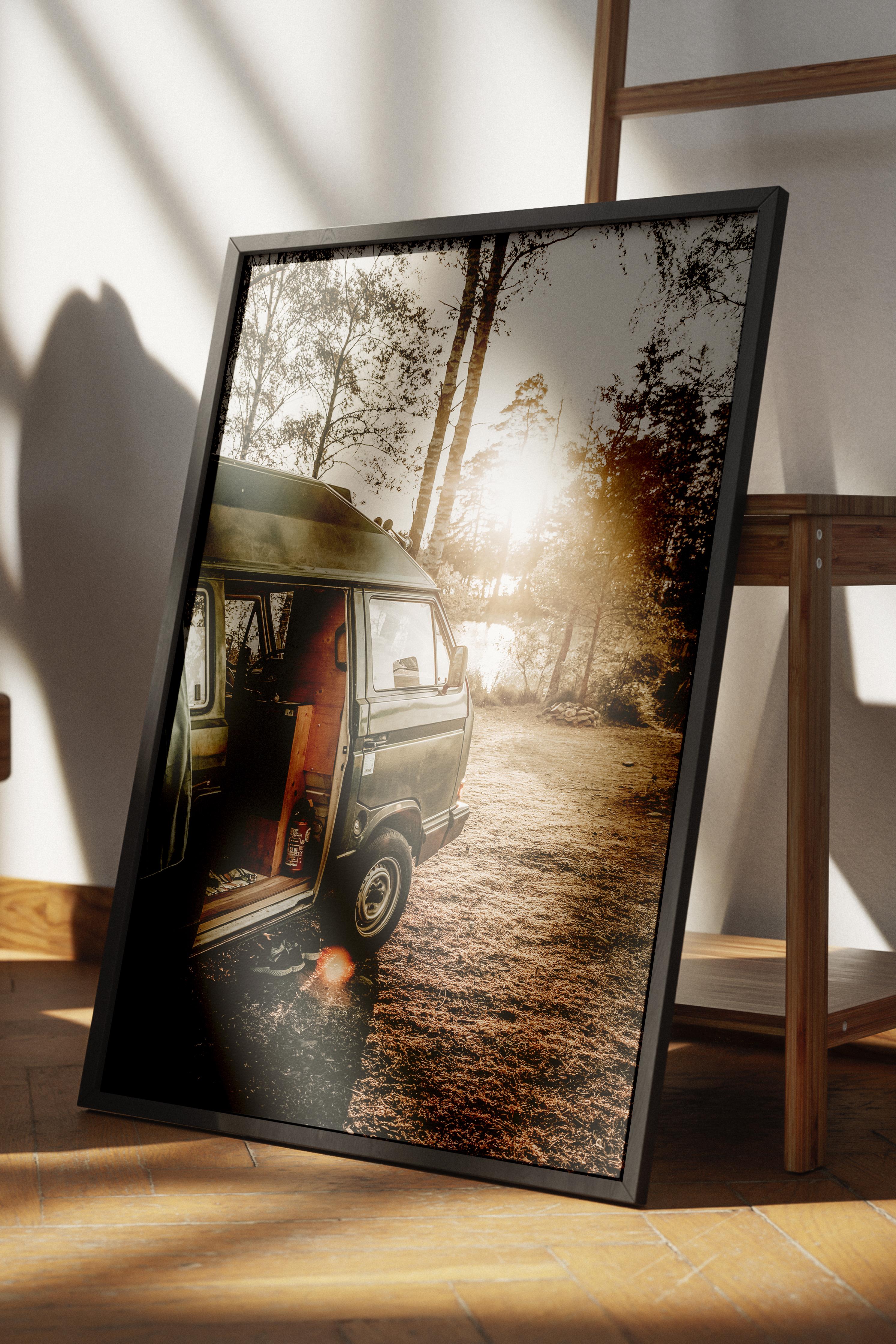 Rustic Çerçevesiz Poster, İskandinav Kahverengi Poster, NO:444 Karavan Fotoğraf