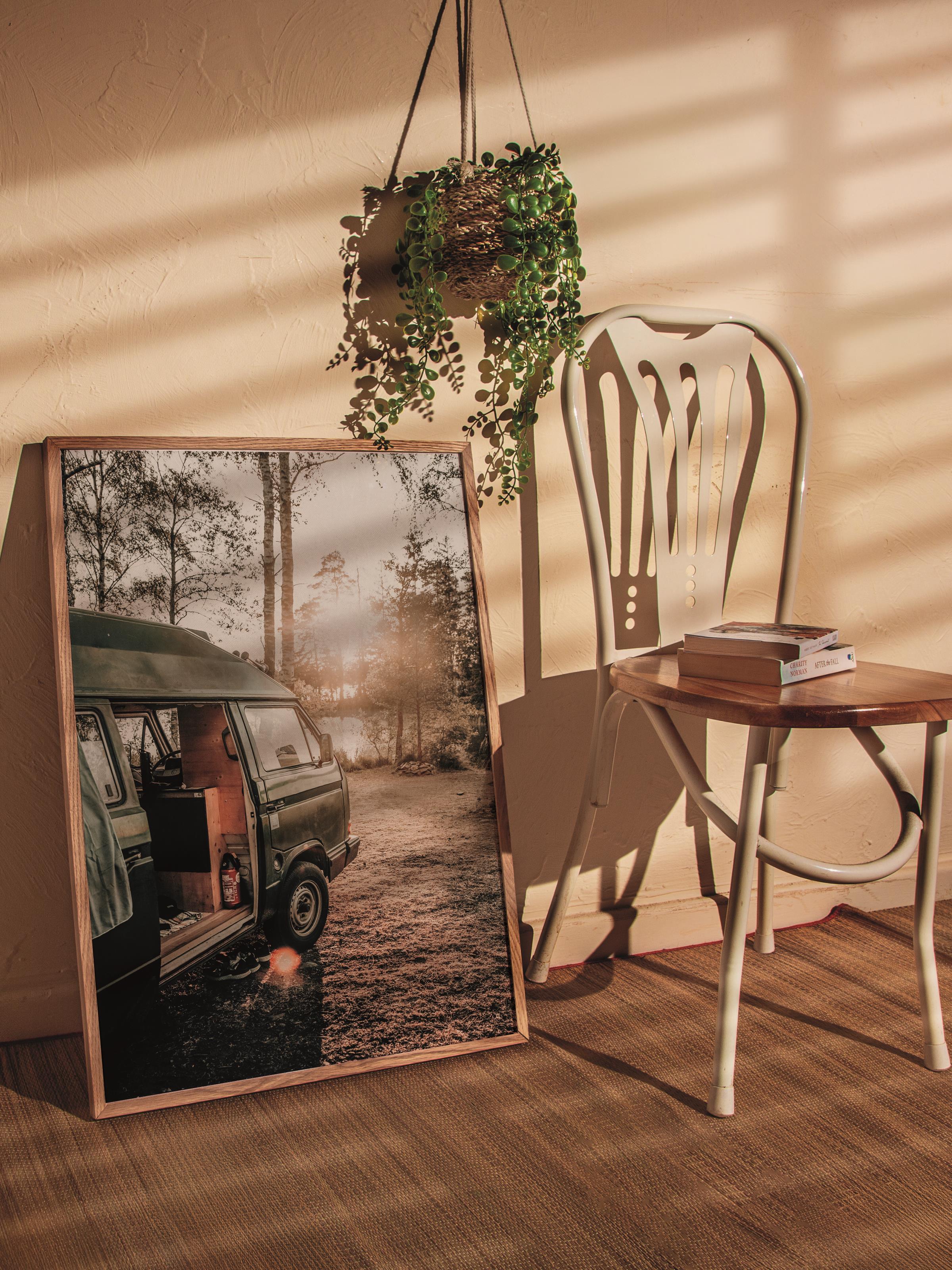 Rustic Çerçevesiz Poster, İskandinav Kahverengi Poster, NO:444 Karavan Fotoğraf