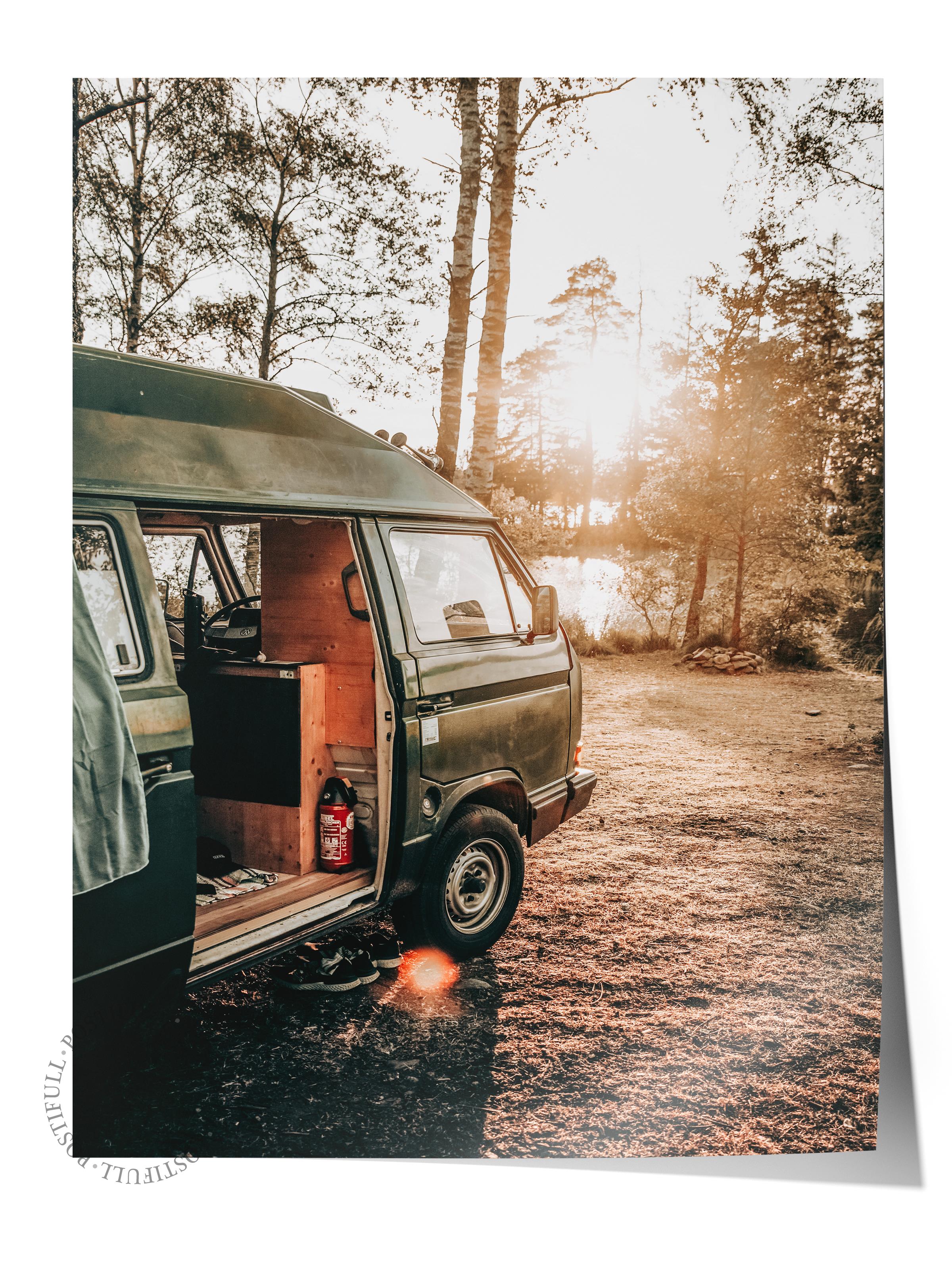 Rustic Çerçevesiz Poster, İskandinav Kahverengi Poster, NO:444 Karavan Fotoğraf