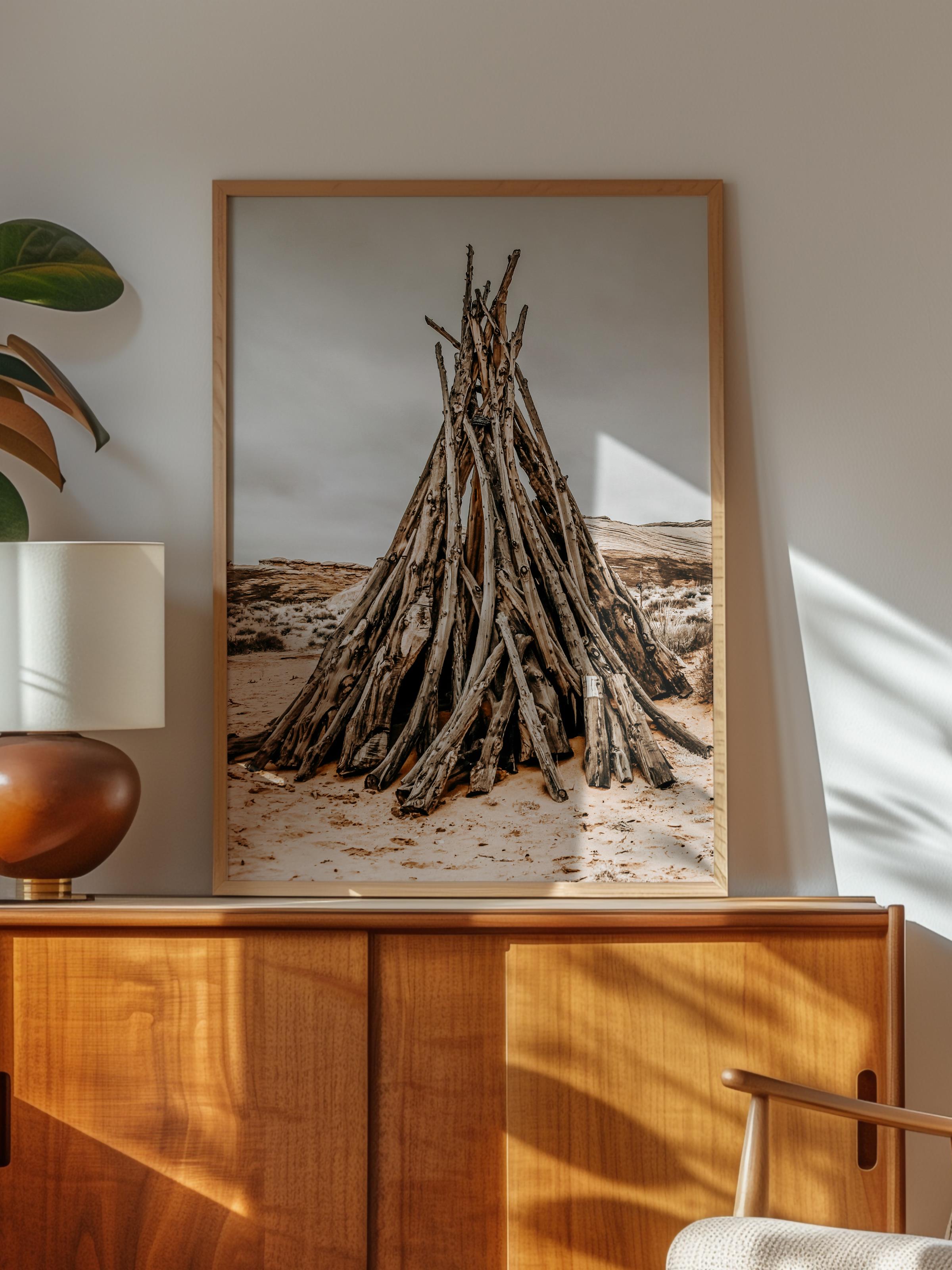 Rustic Çerçevesiz Poster, İskandinav Kahverengi Poster, NO:447 Odun Yığını Fotoğraf