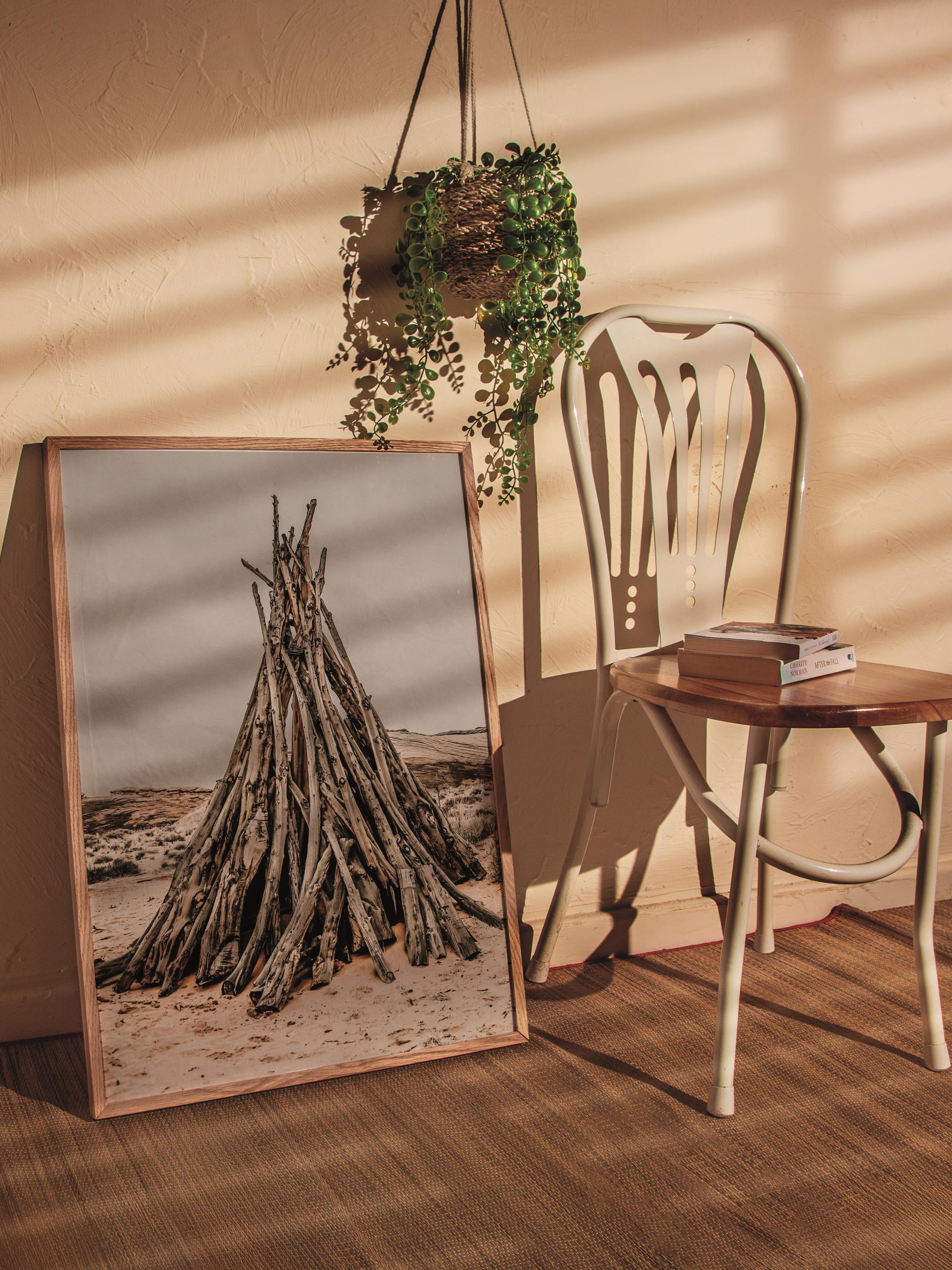 Rustic Çerçevesiz Poster, İskandinav Kahverengi Poster, NO:447 Odun Yığını Fotoğraf