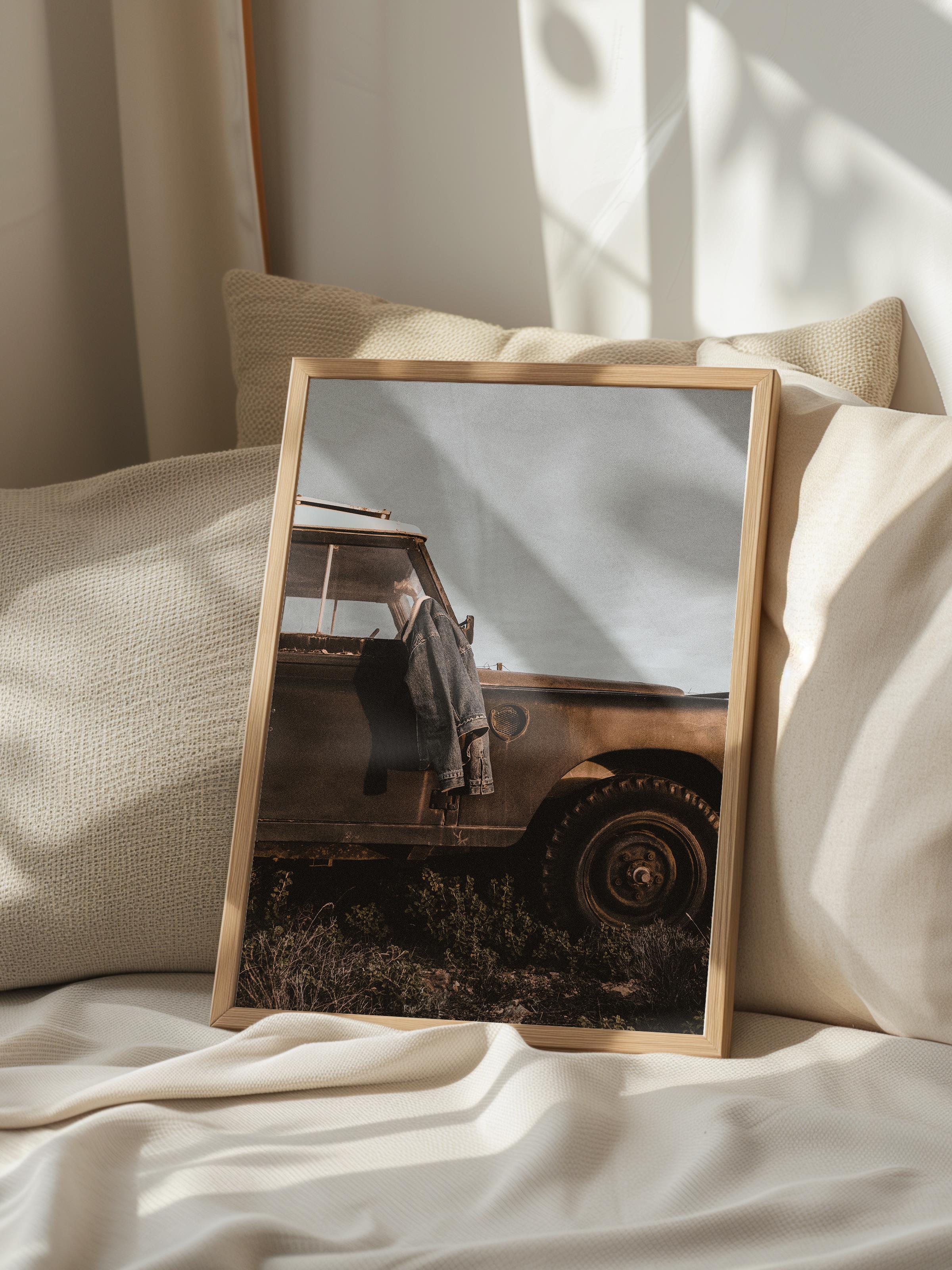 Rustic Çerçevesiz Poster, İskandinav Kahverengi Poster, NO:45 Eski Araç Fotoğraf, Dikey