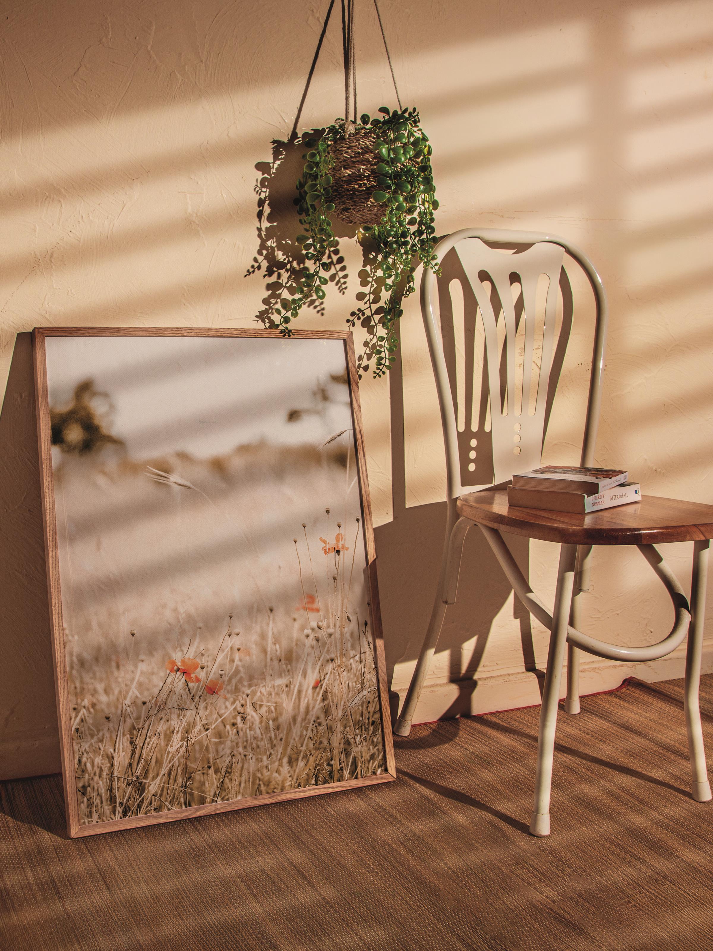 Rustic Çerçevesiz Poster, İskandinav Kahverengi Poster, NO:452 Tarla Fotoğraf