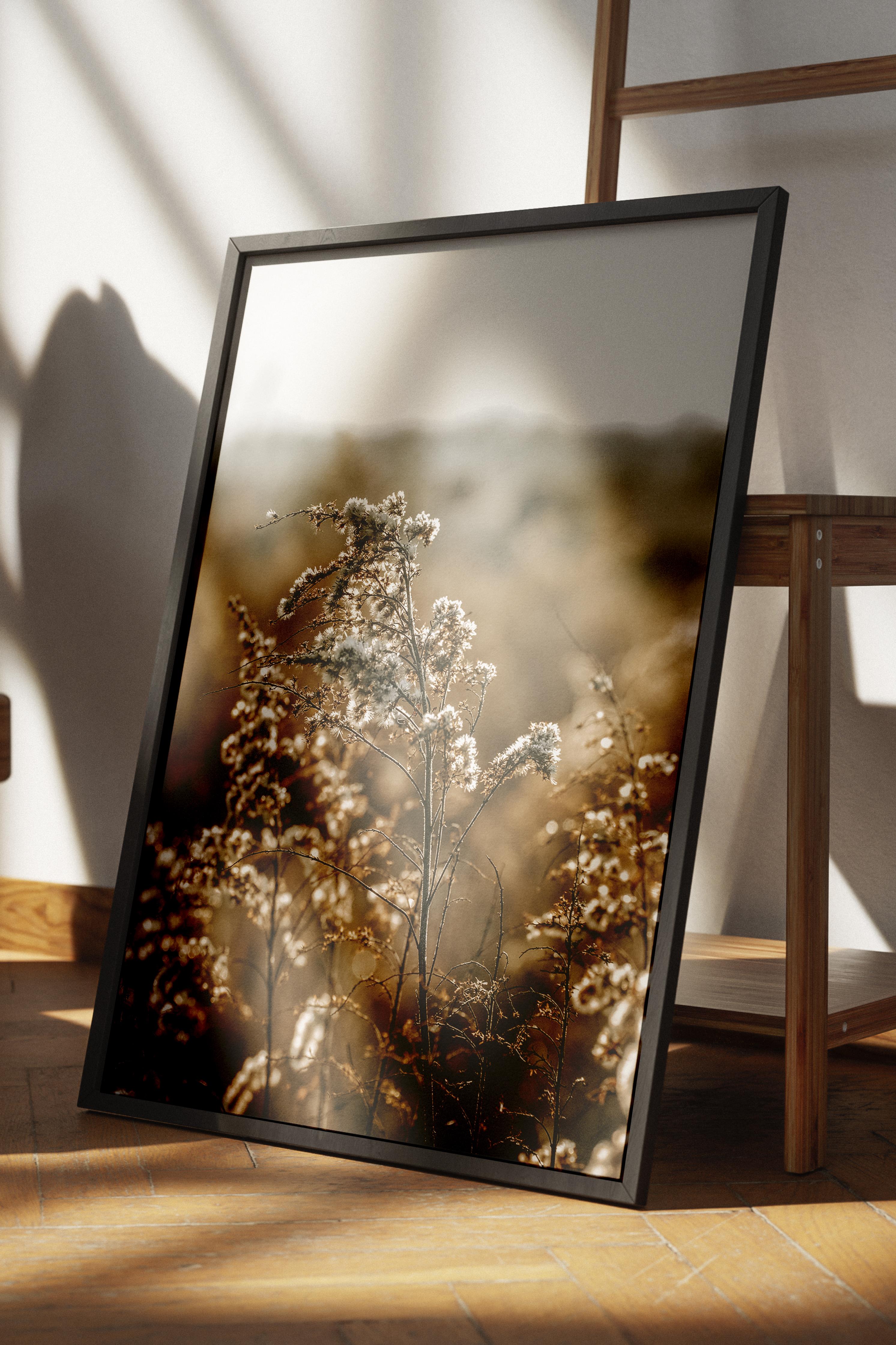 Rustic Çerçevesiz Poster, İskandinav Kahverengi Poster, NO:455 Çiçekler Fotoğraf