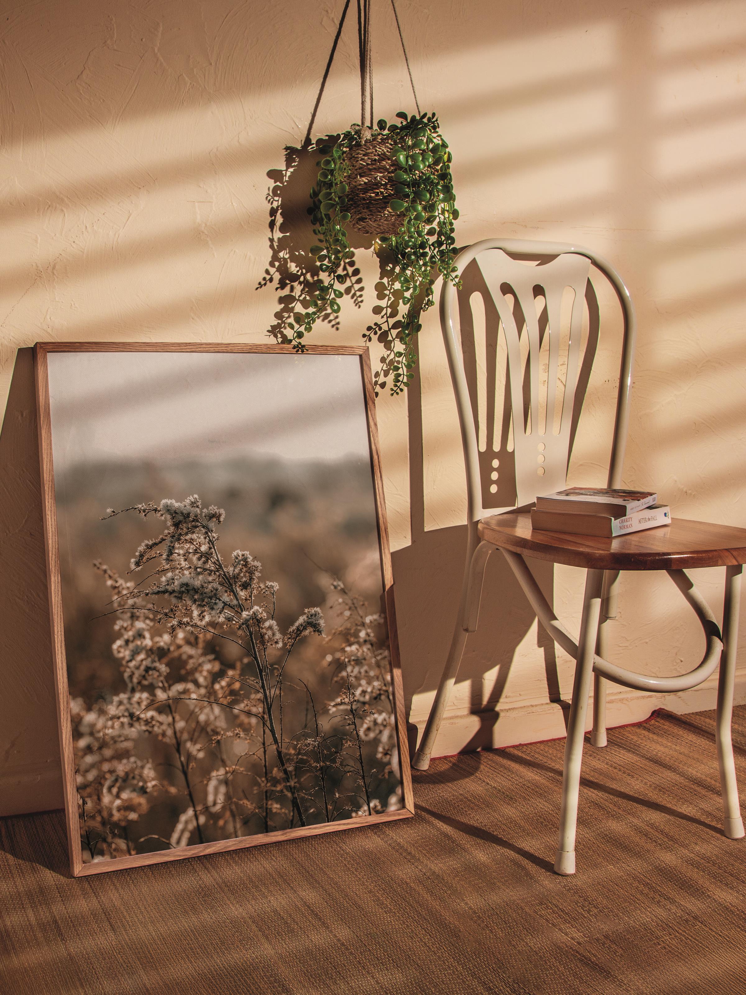 Rustic Çerçevesiz Poster, İskandinav Kahverengi Poster, NO:455 Çiçekler Fotoğraf